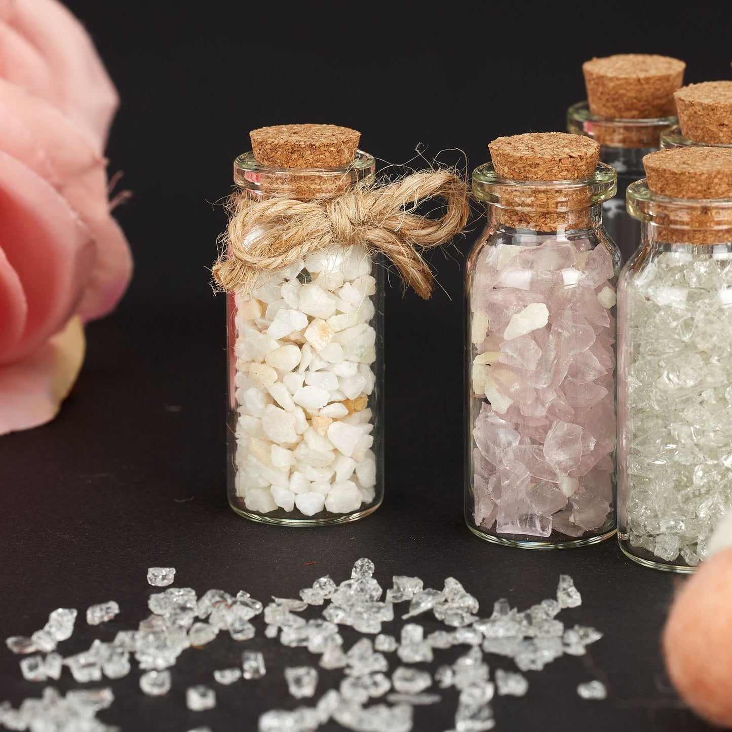 Mini Glass Bottles, Cork Stopper 60p Set