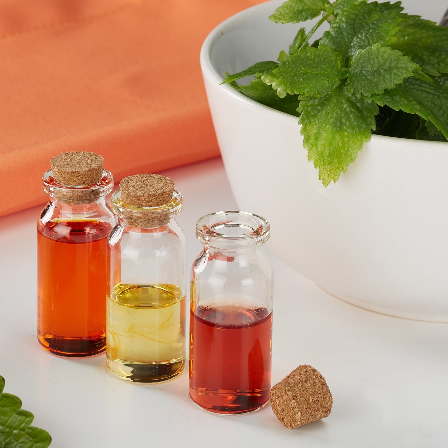 Mini Glass Bottles, Cork Stopper 60p Set