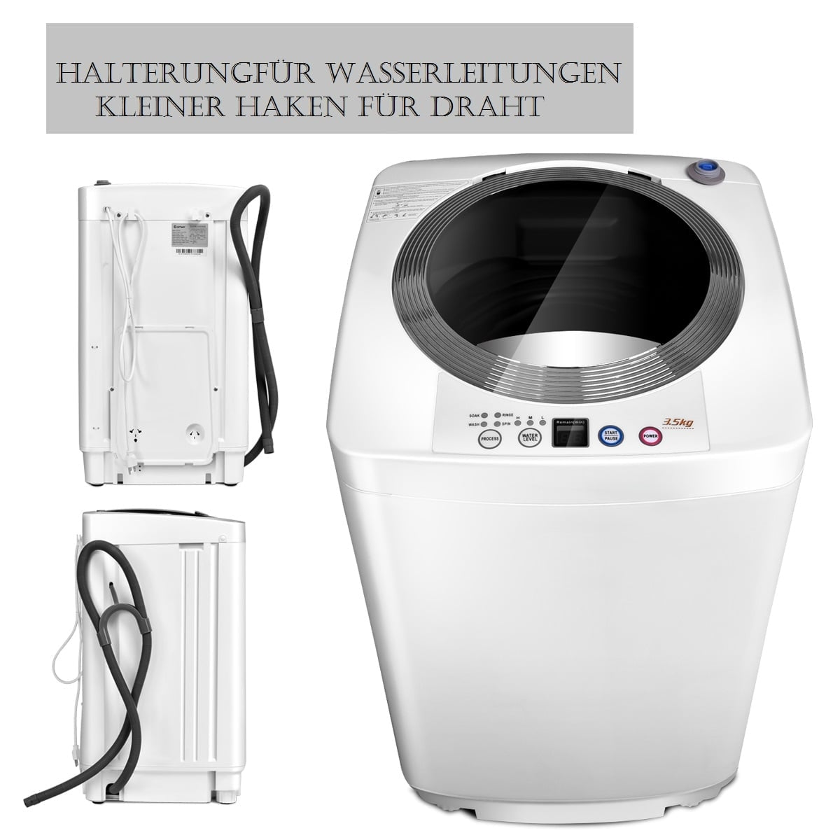Mini Top-Load Washing Machine, 3.5kg Capacity, 6 Programs