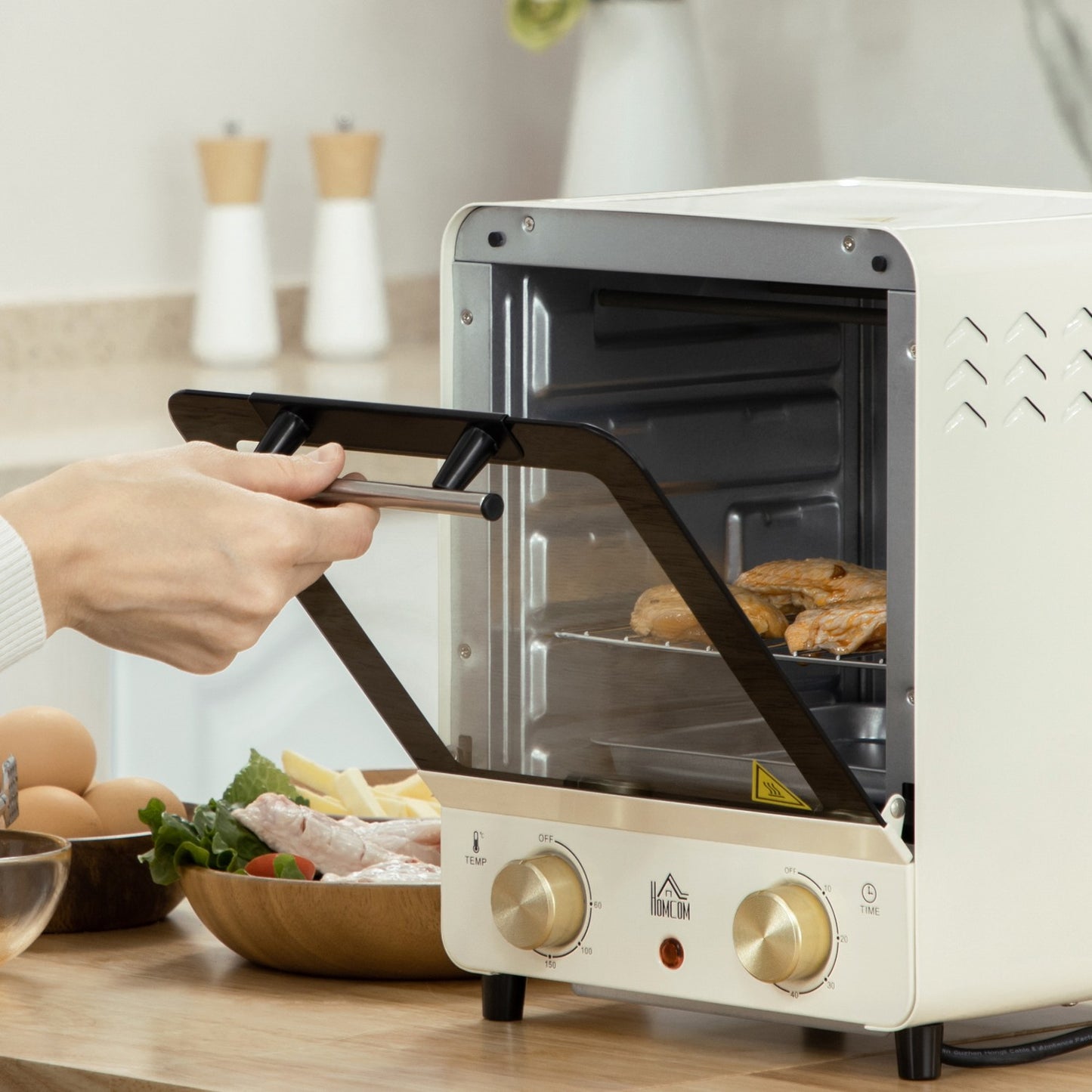 Mini oven 15L, 1000W, Timer, Cream white, Convection