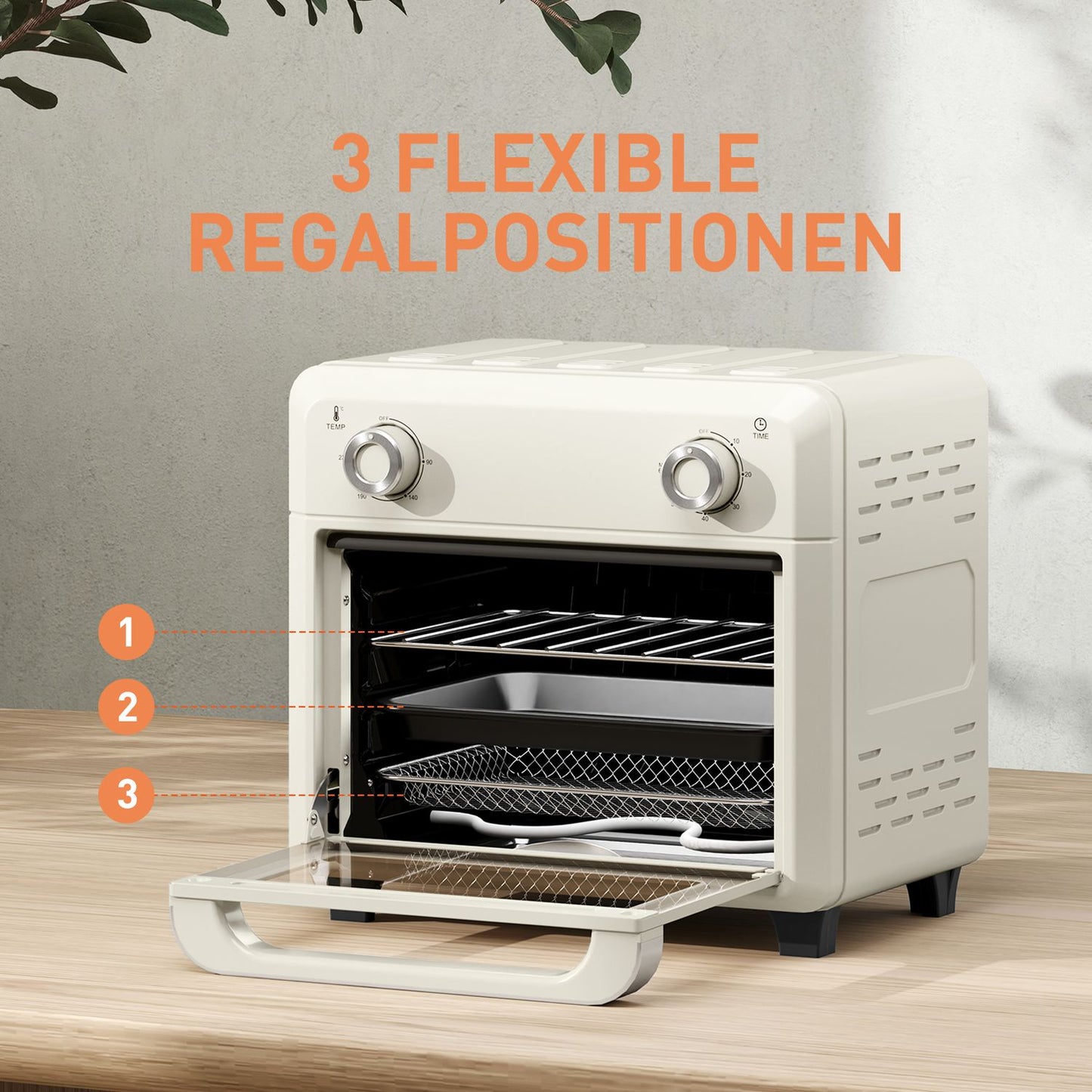Mini Air Fryer Oven 10L, Stainless Steel, Touch Screen, 1000W
