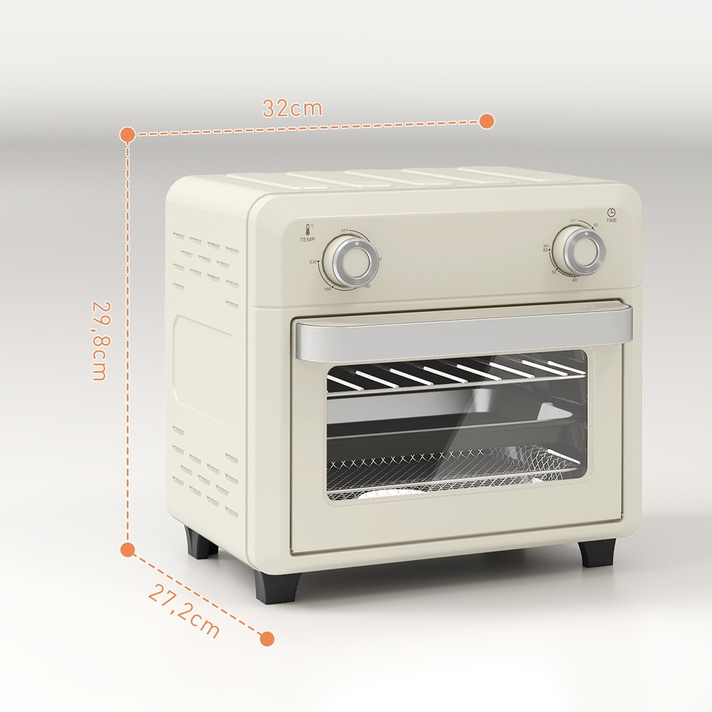 Mini Air Fryer Oven 10L, Stainless Steel, Touch Screen, 1000W