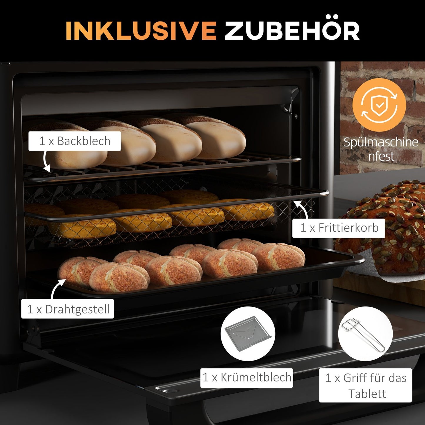 Mini Air Fryer Oven, 13L, 12 programs, 40-220°C