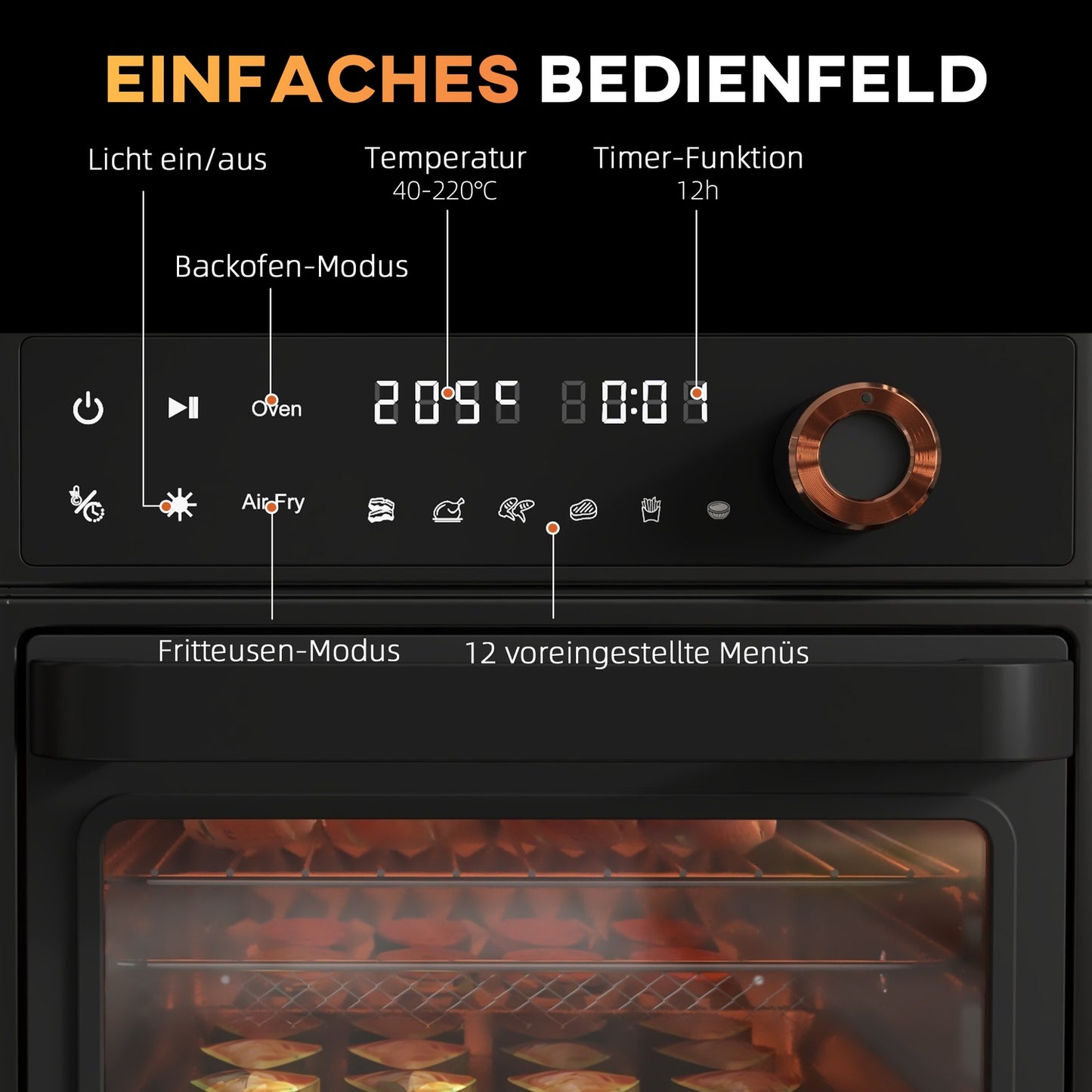 Mini Air Fryer Oven, 13L, 12 programs, 40-220°C