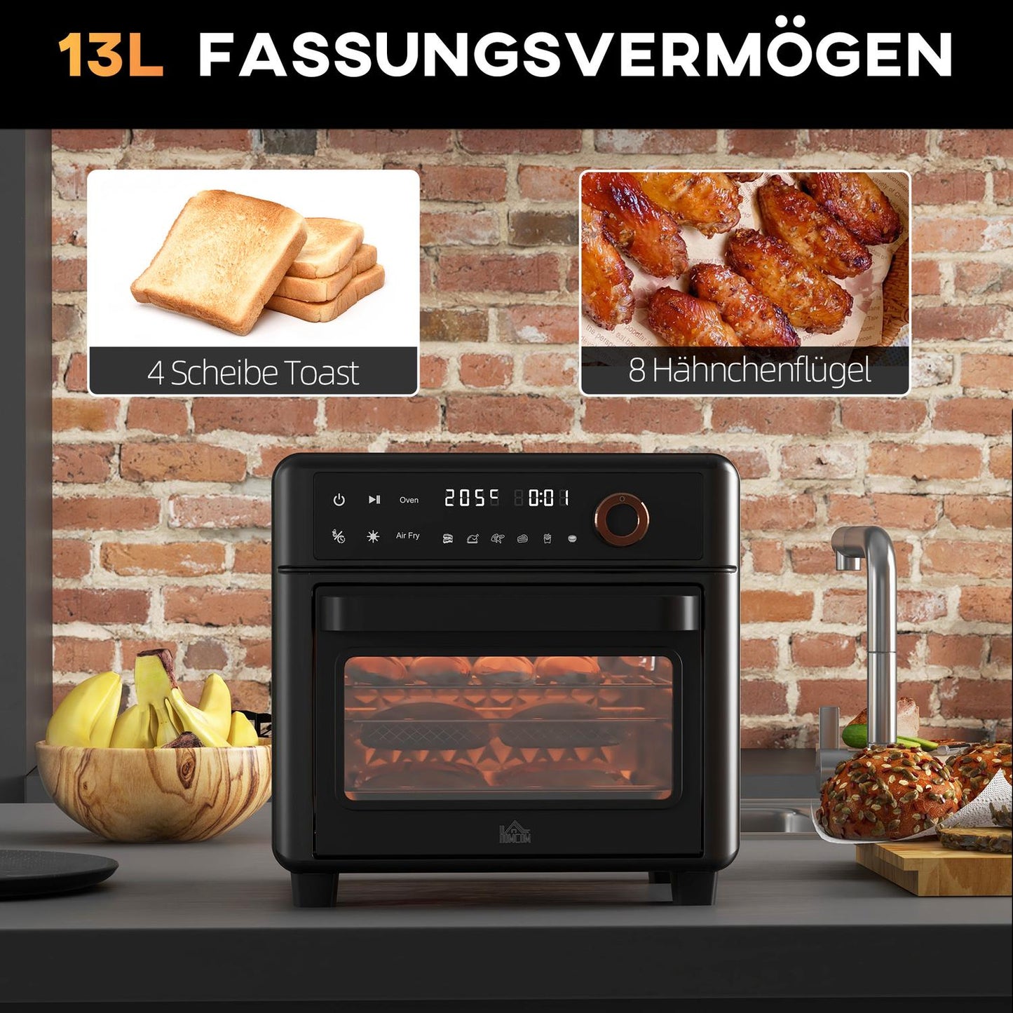 Mini Air Fryer Oven, 13L, 12 programs, 40-220°C