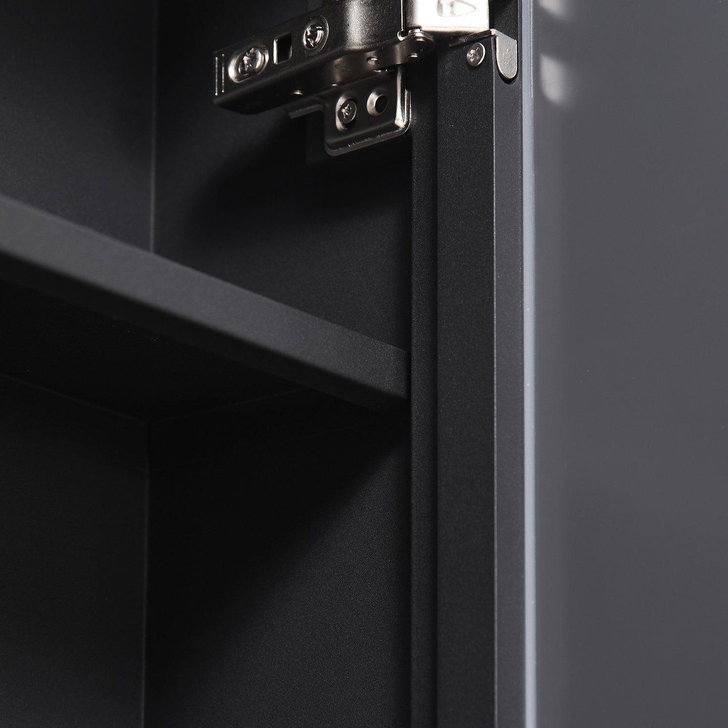 Black Wall cabinet with mirror & 3 shelves for bathroom