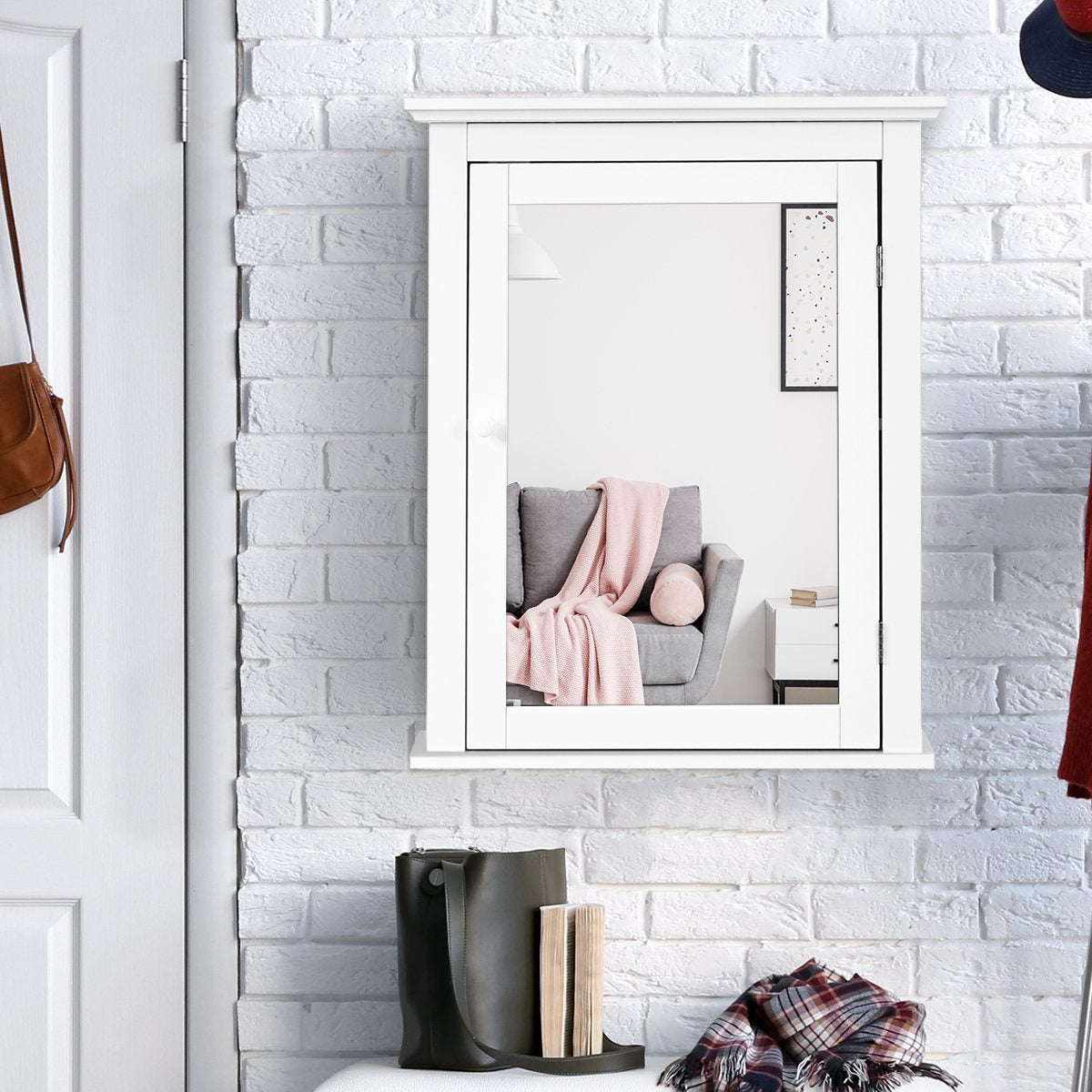 Mirror cabinet bathroom wall cabinet with mirror bathroom mirror cabinet white wall cabinet wood 56 x 15 x 69.5 cm