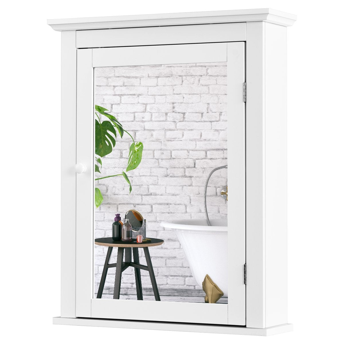 Mirror cabinet bathroom wall cabinet with mirror bathroom mirror cabinet white wall cabinet wood 56 x 15 x 69.5 cm