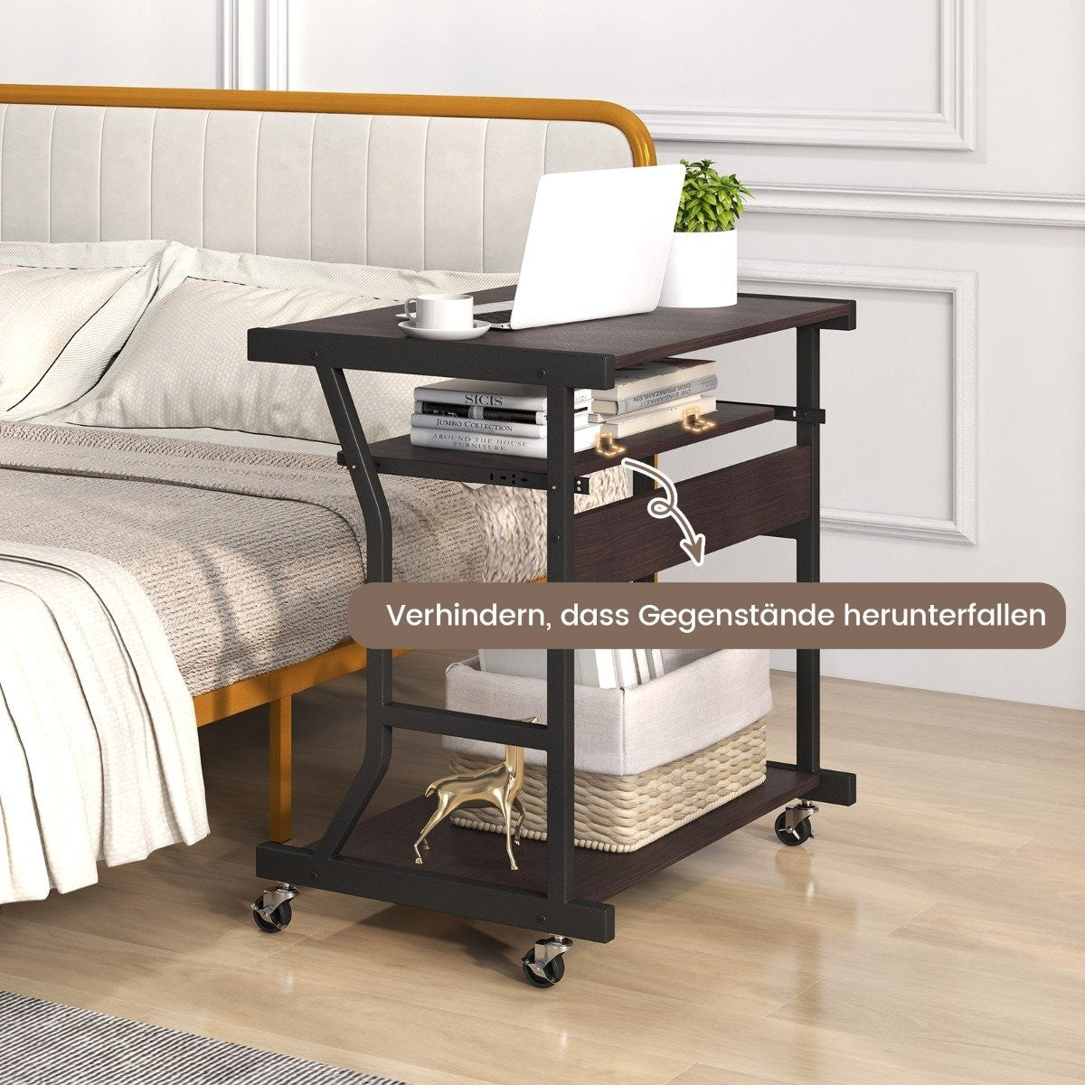 Mobile Computer Desk with Keyboard Tray & Wheels