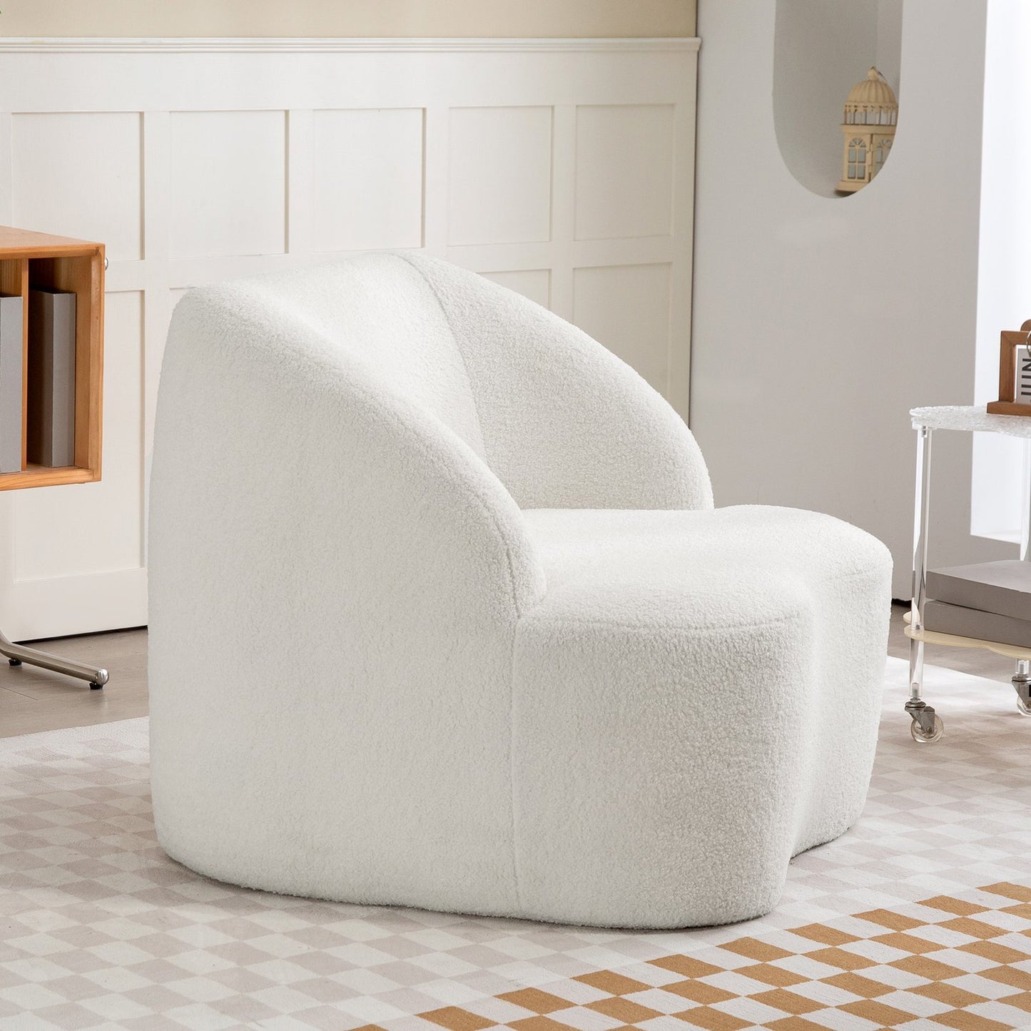 Modern Fleece Armchair – Cozy Cream White for Home