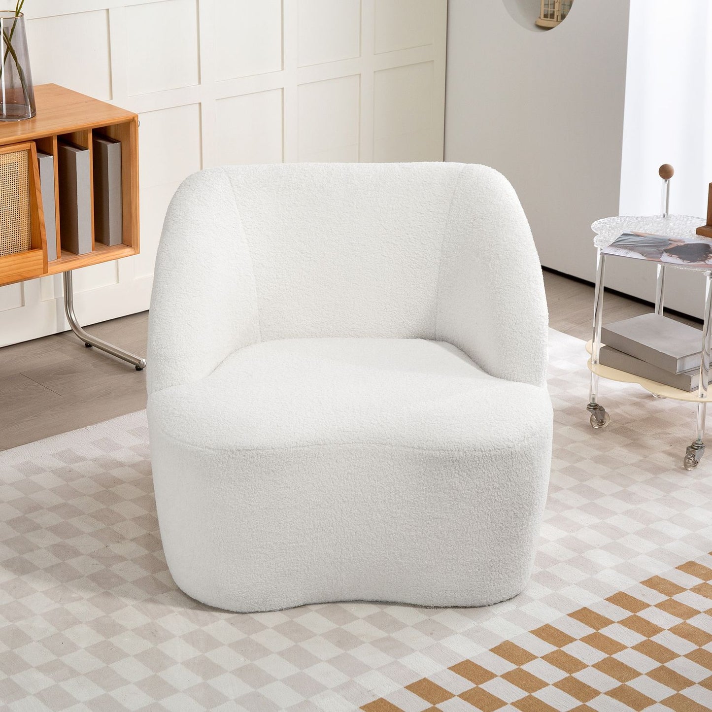 Modern Fleece Armchair – Cozy Cream White for Home
