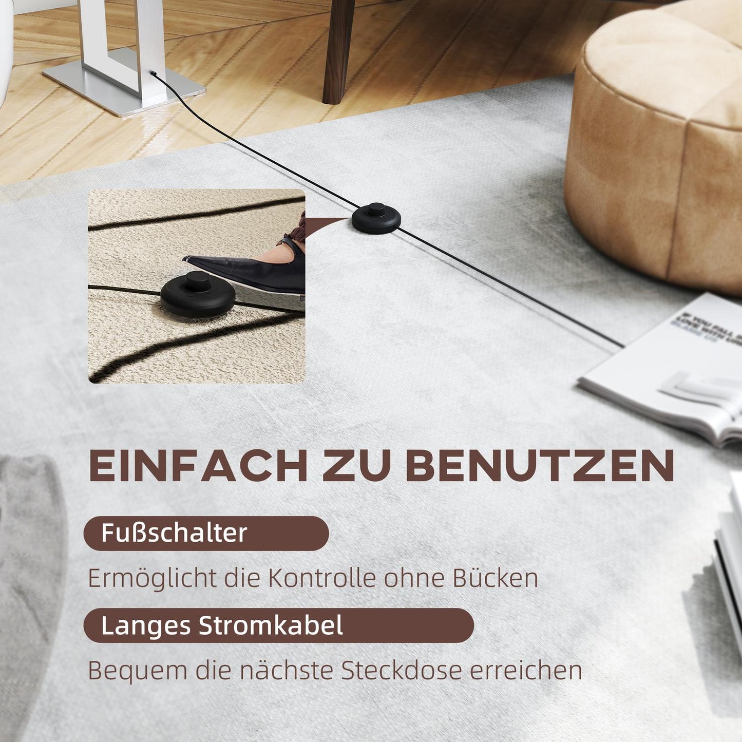Modern Floor Lamp, Adjustable Brightness, Linen Shade