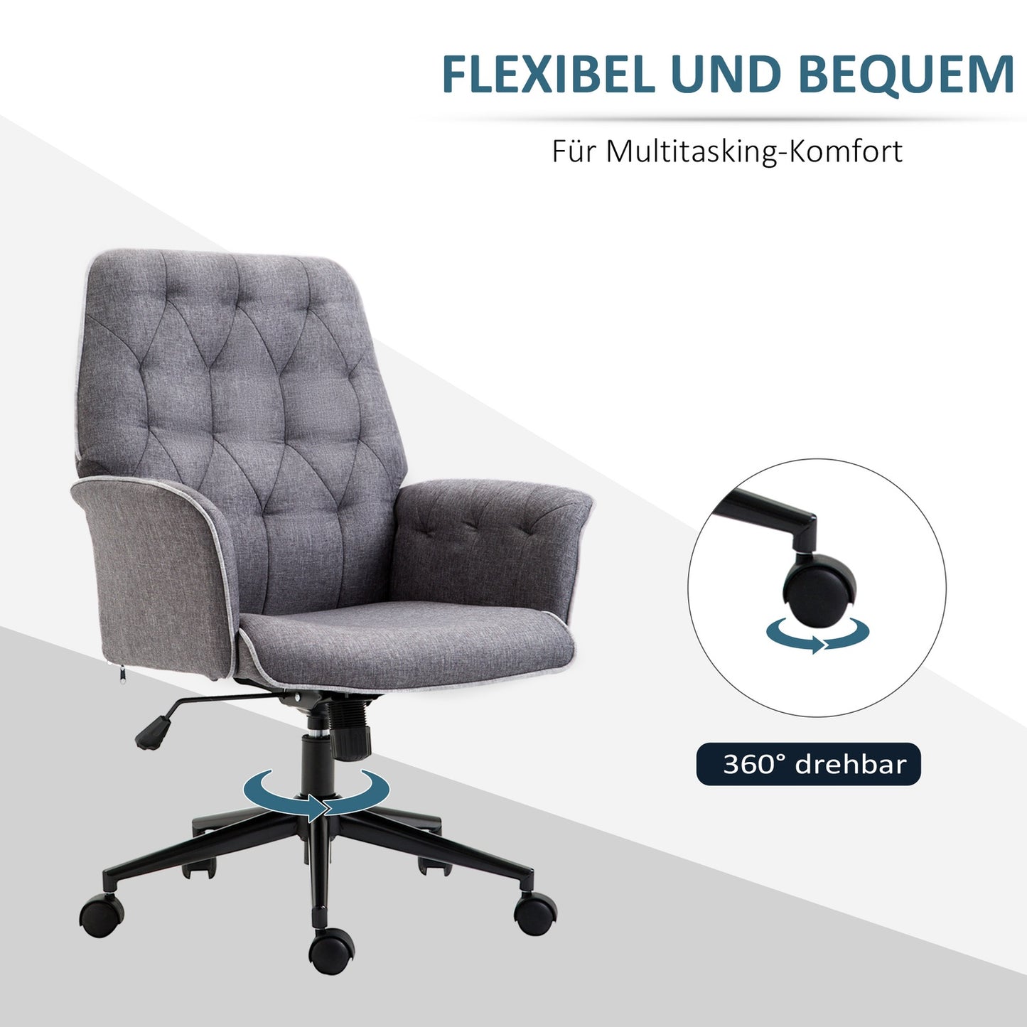 Office chair with tilt function, height adjustable, dark grey