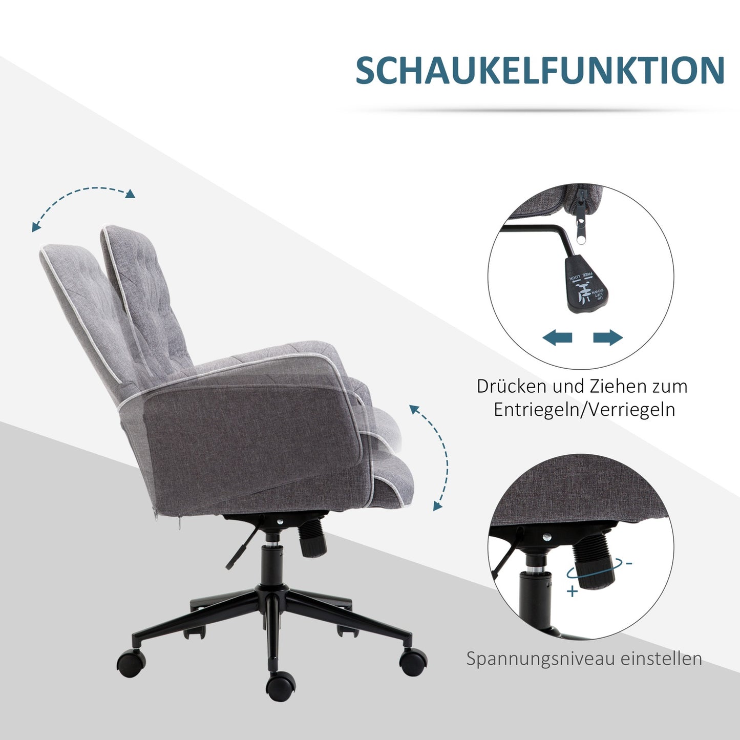 Office chair with tilt function, height adjustable, dark grey