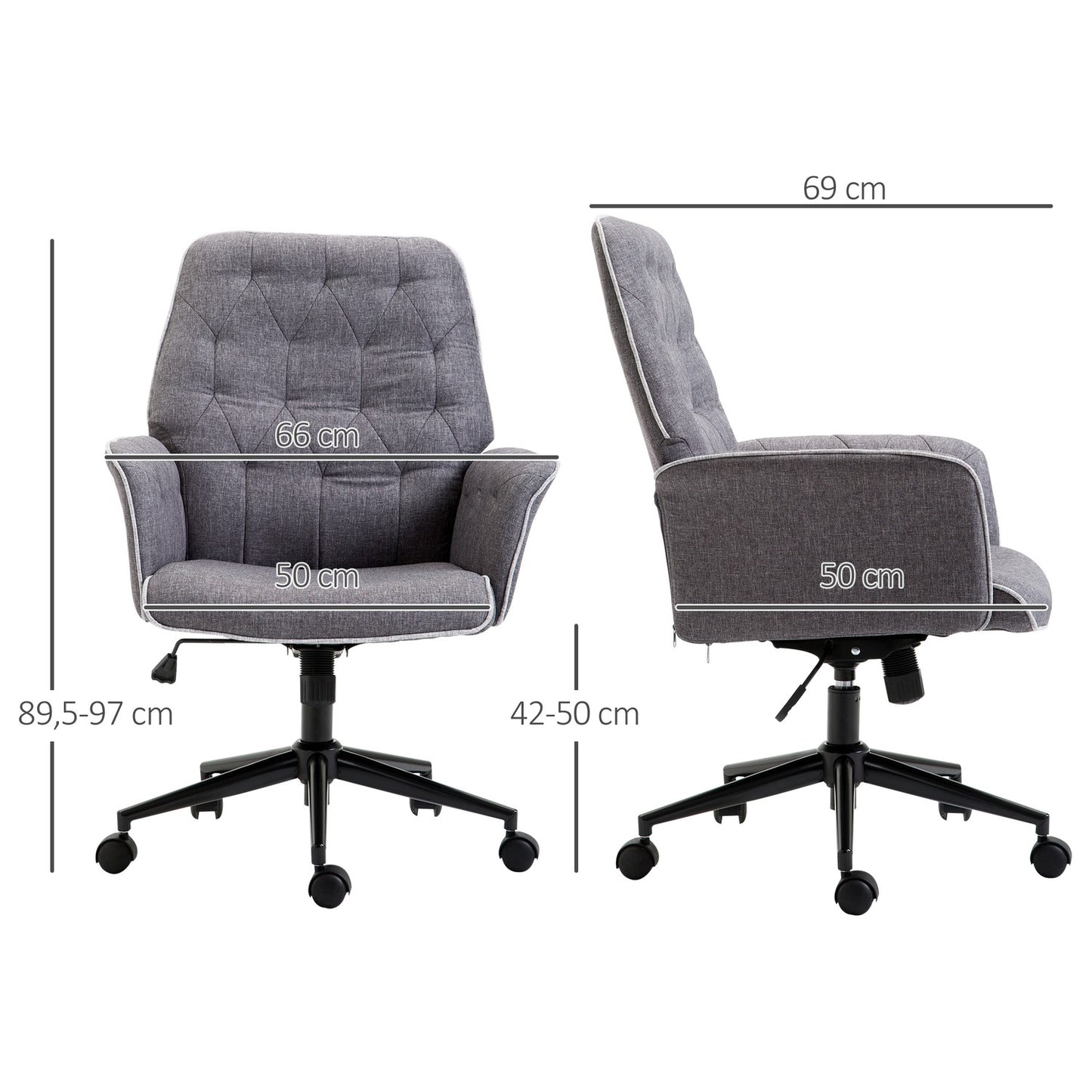 Office chair with tilt function, height adjustable, dark grey