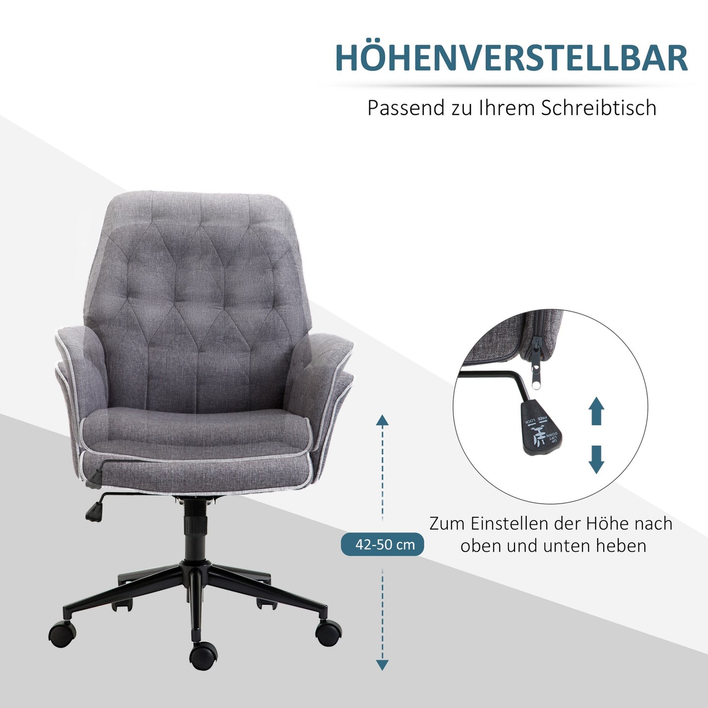 Office chair with tilt function, height adjustable, dark grey
