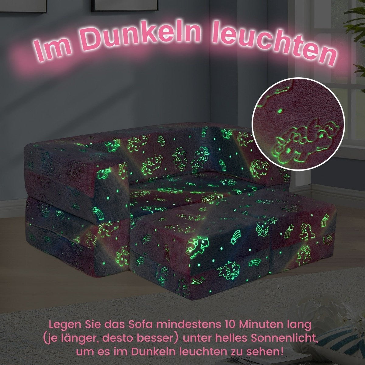 Modular children's sofa glow in the dark play sofa modular sofa unicorn