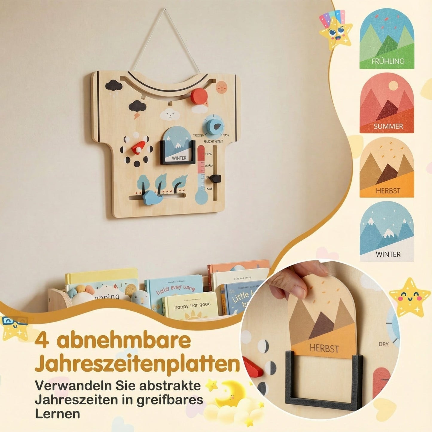 Montessori Wooden Calendar – Seasons, Weather, Moon Phases