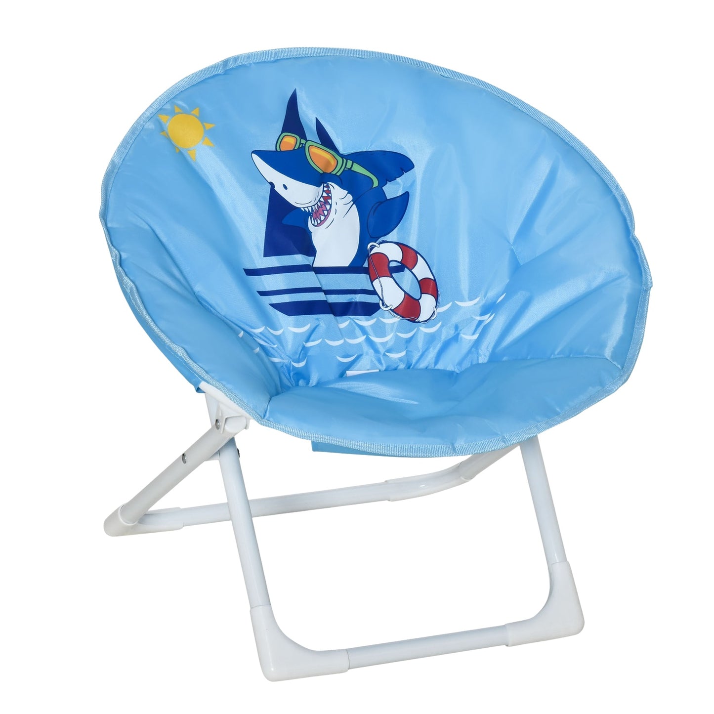 Moon chair for children in steel blue, foldable for indoor and outdoor use