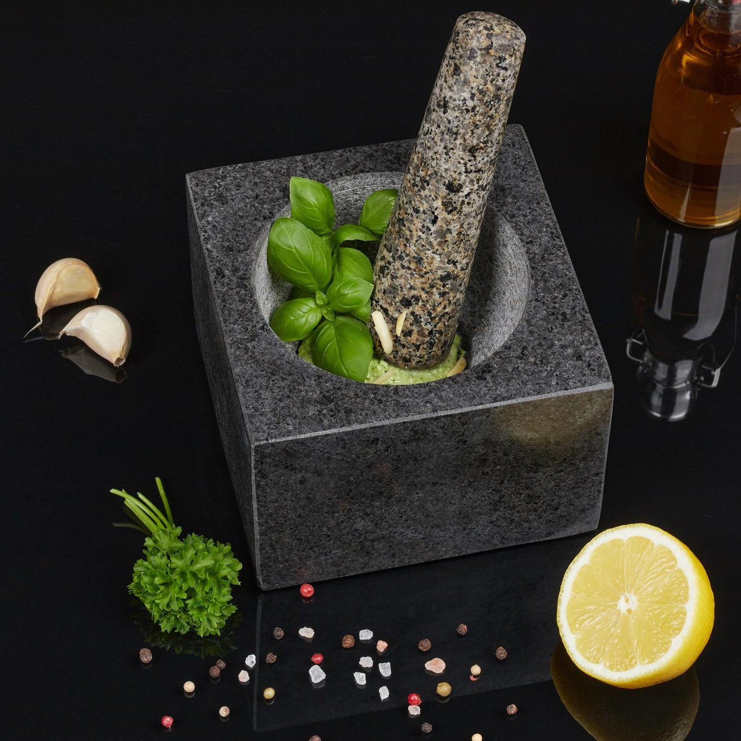 Mortar granite with impact