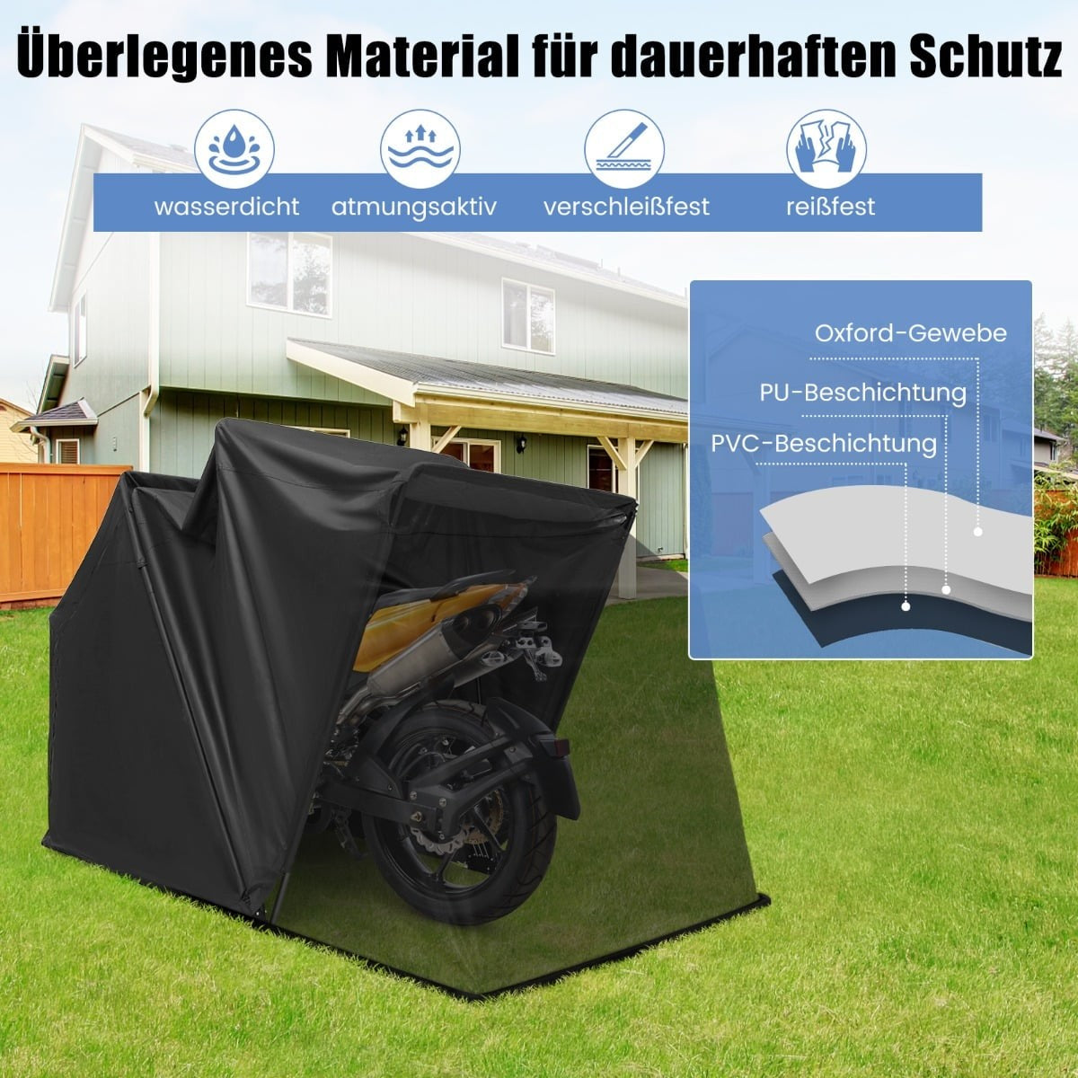 Motorcycle Shelter, 600D Oxford Fabric, 345x137x190 cm