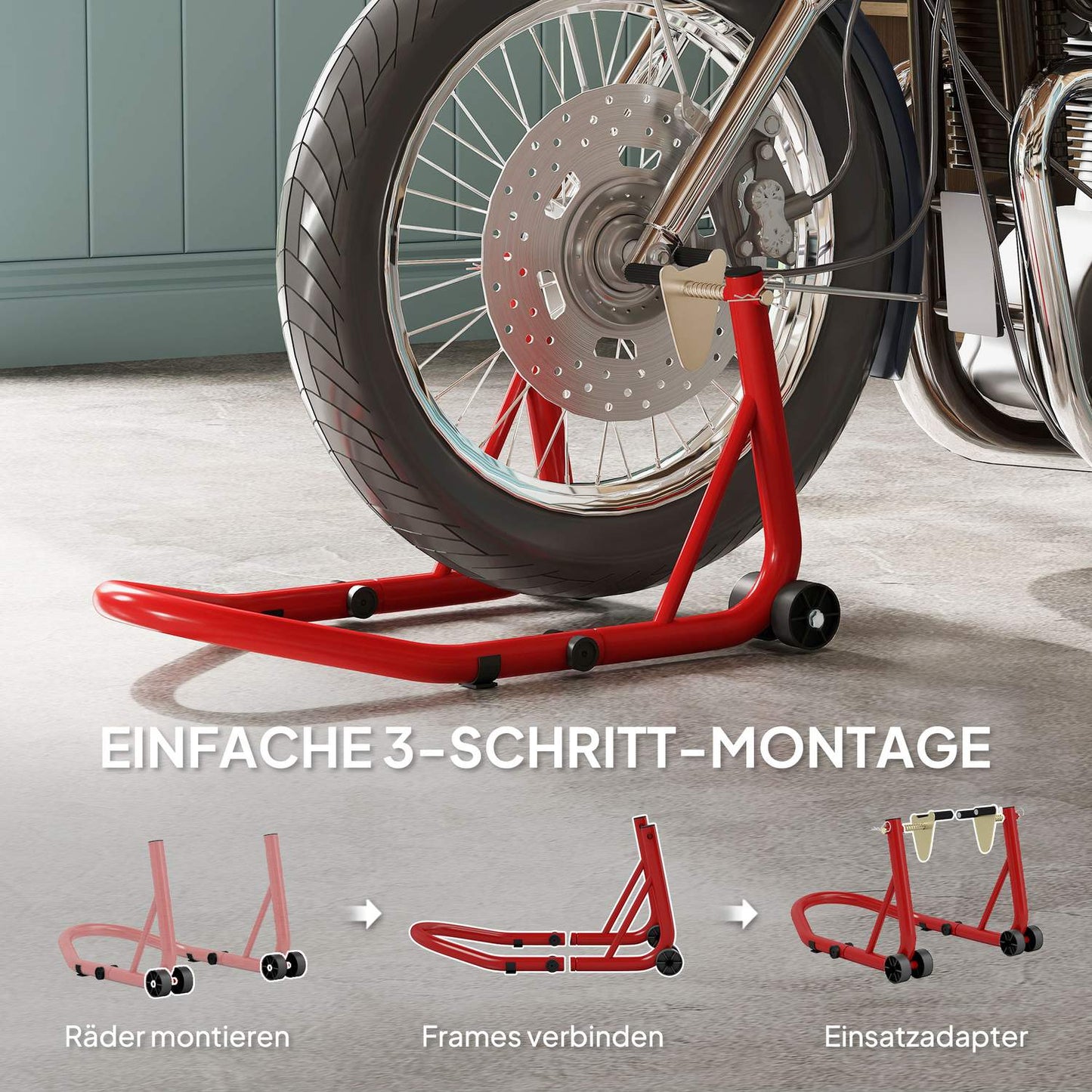 Motorcycle Stand Set, Front/Rear, Steel, 544 kg Capacity