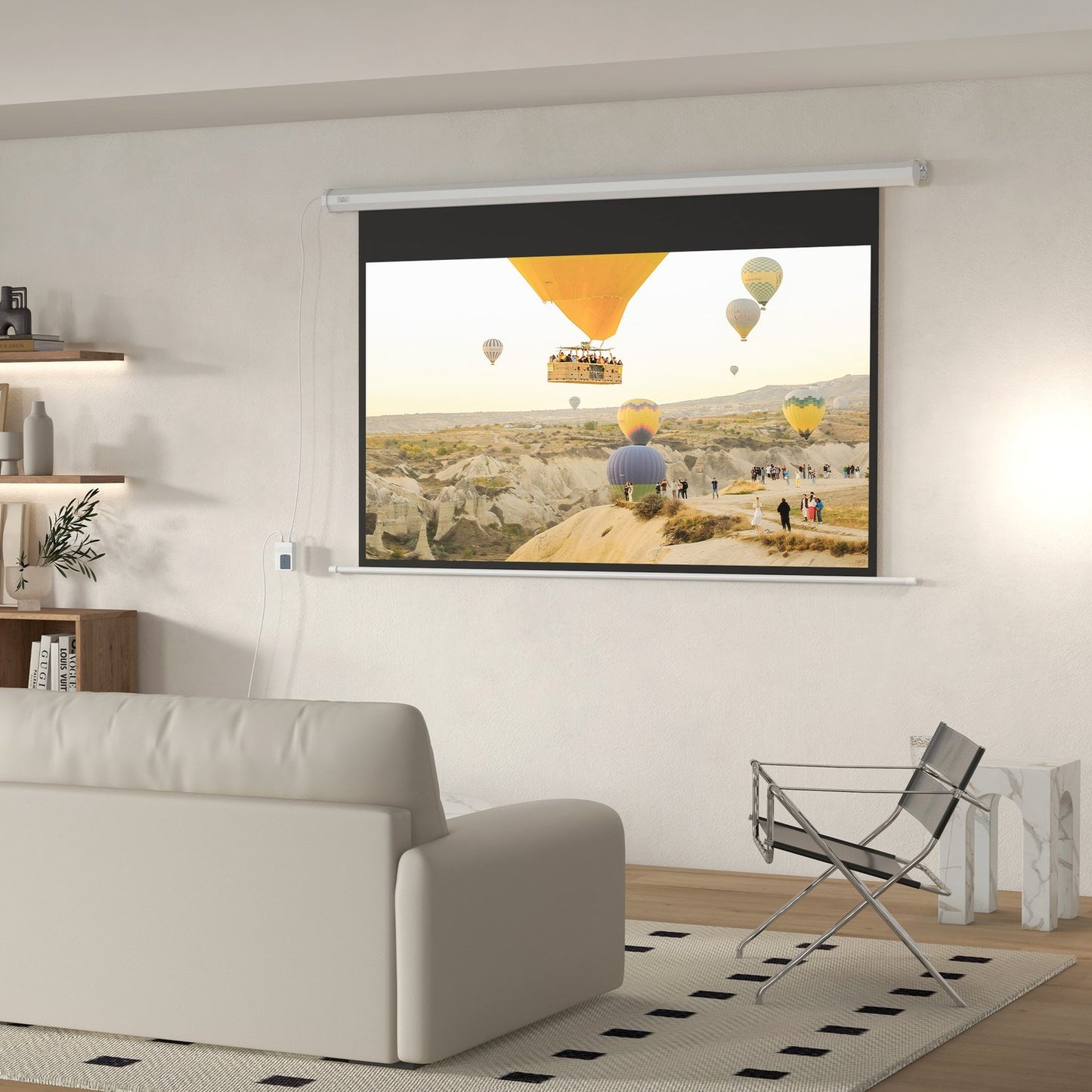 Motorized 84"" Projector Screen, 16:9, Remote Control
