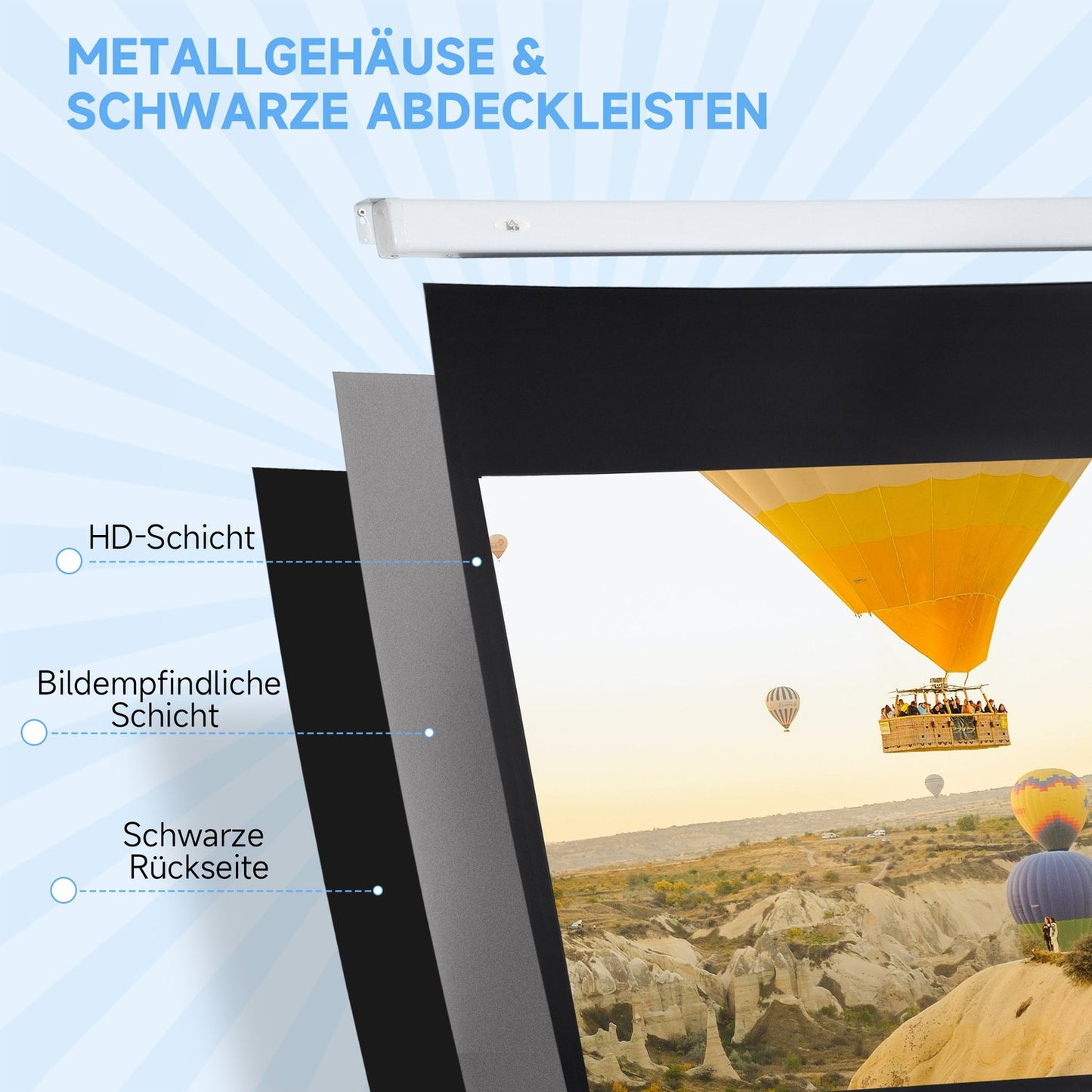 Motorized 84"" Projector Screen, 16:9, Remote Control