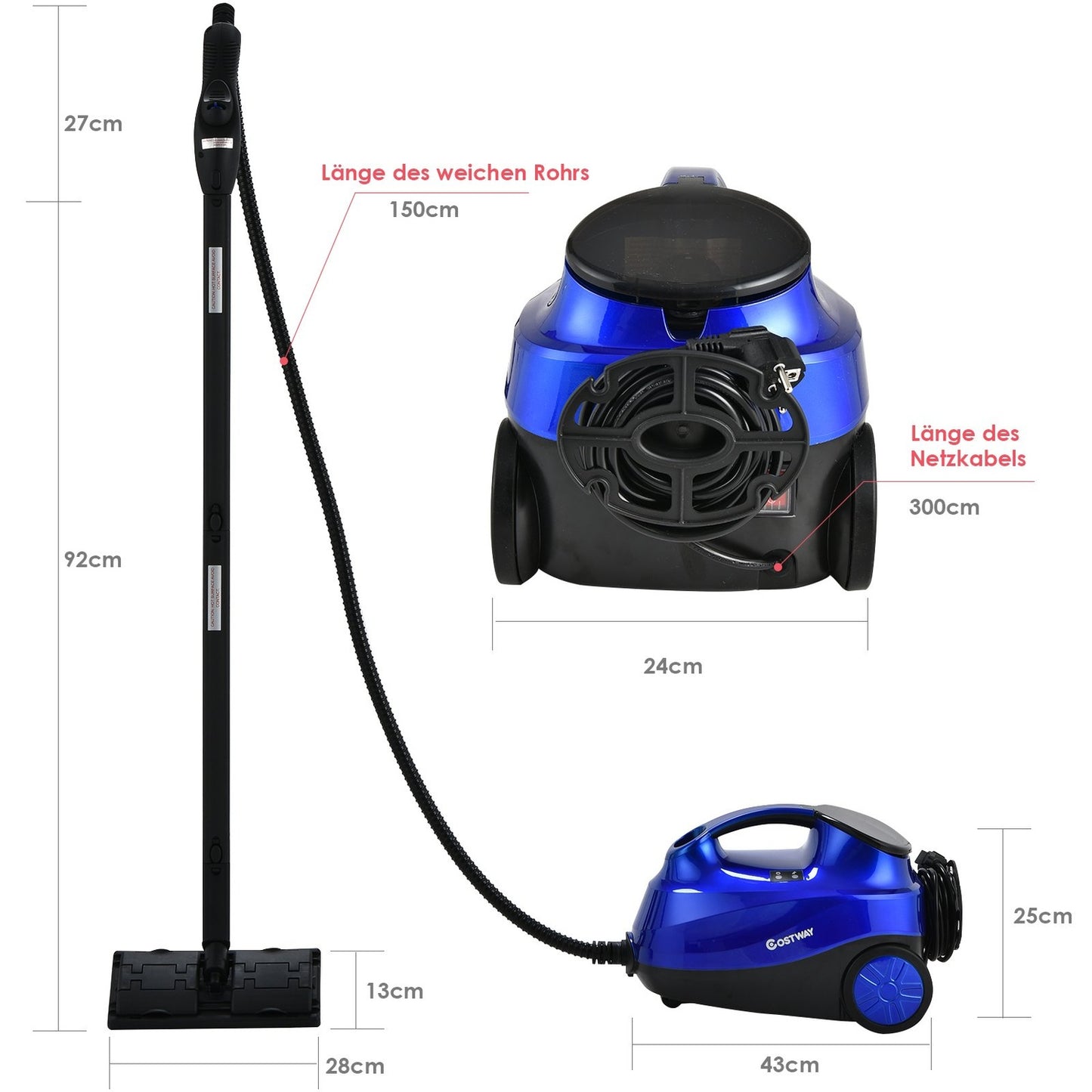 Multi-Purpose Steam Cleaner 2000W Household Steamer High Performance Steam Cleaner Blue