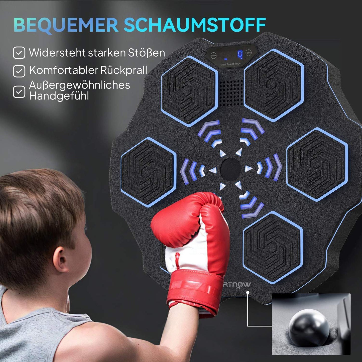 Music Boxing Wall, Bluetooth, 9 Speeds, LED Display, Black