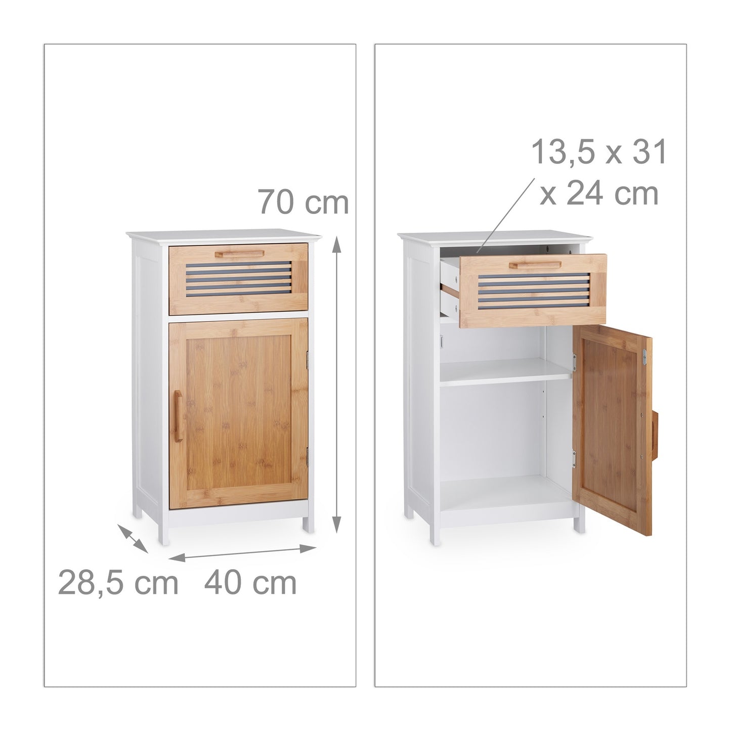 Narrow Bathroom Cabinet with Drawer