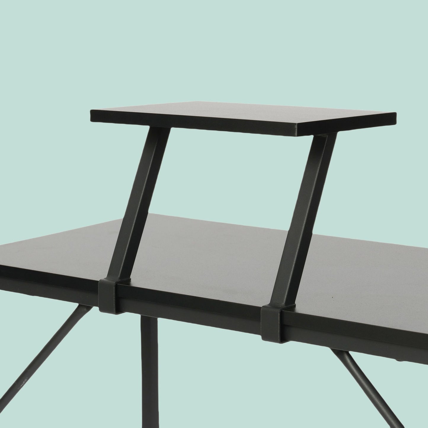 Narrow Black Computer Desk with Monitor Shelf