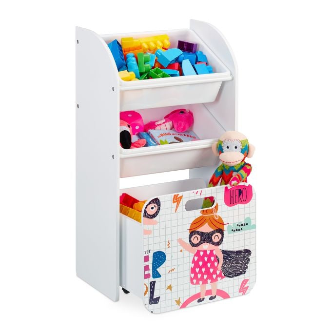 Narrow Children's Shelf with Hero Motif