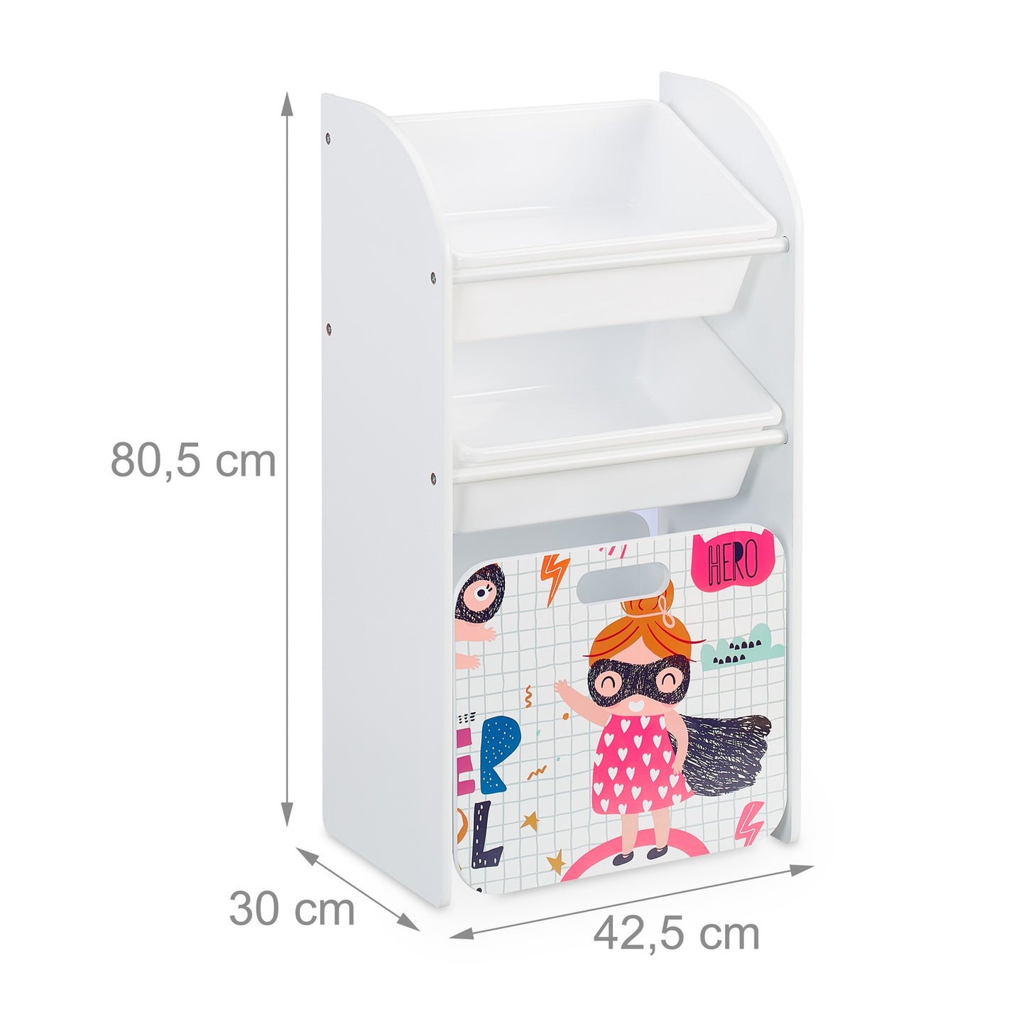 Narrow Children's Shelf with Hero Motif