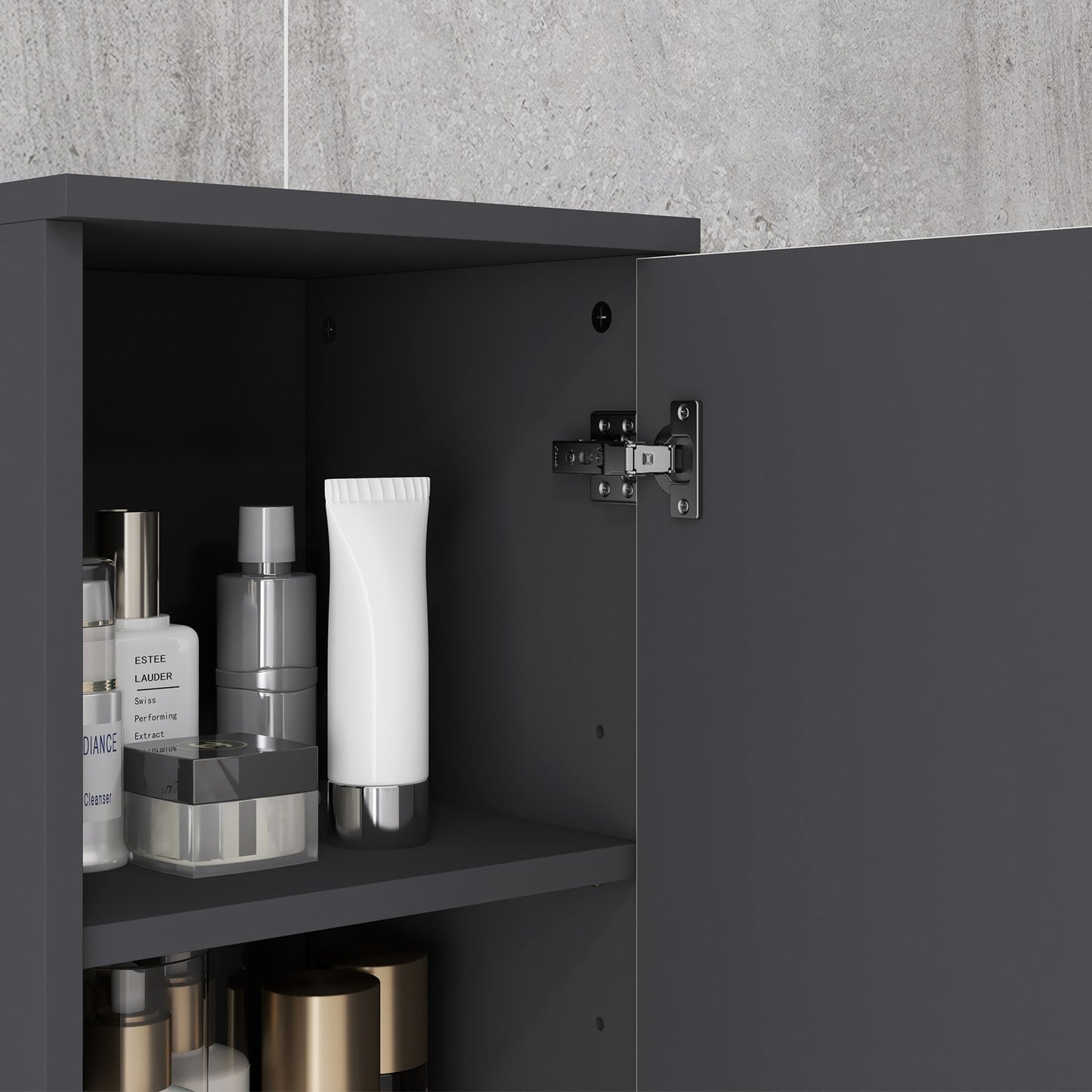 Tall narrow bathroom cabinet - adjustable shelf, gray