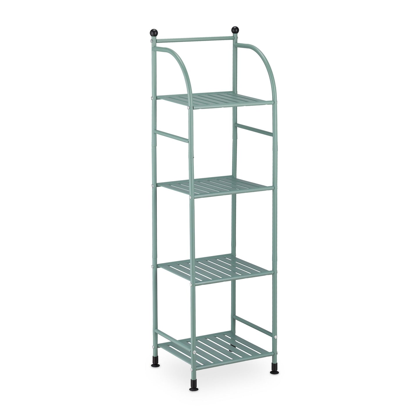 Narrow floor-standing shelf with 4 shelves