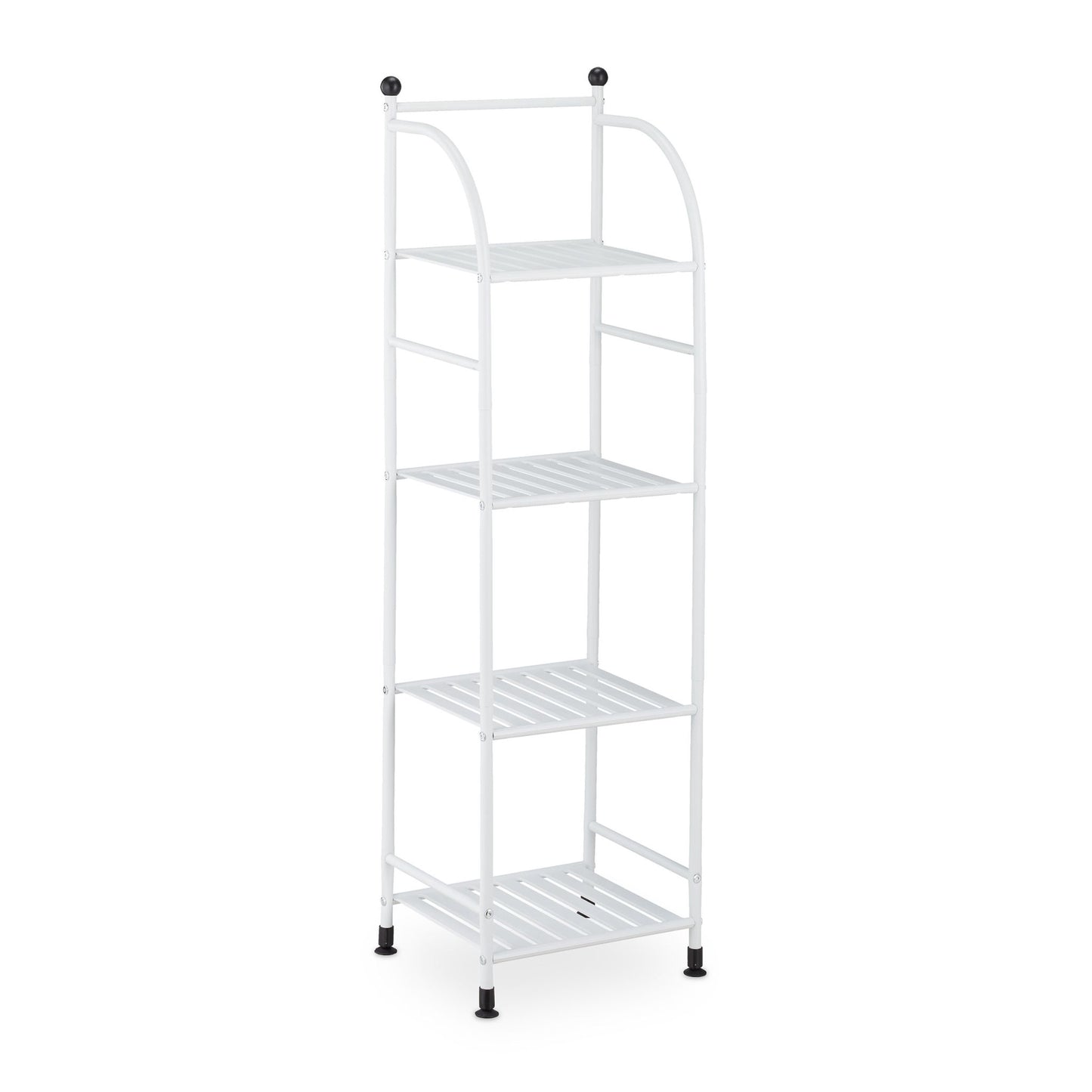 Narrow floor-standing shelf with 4 shelves
