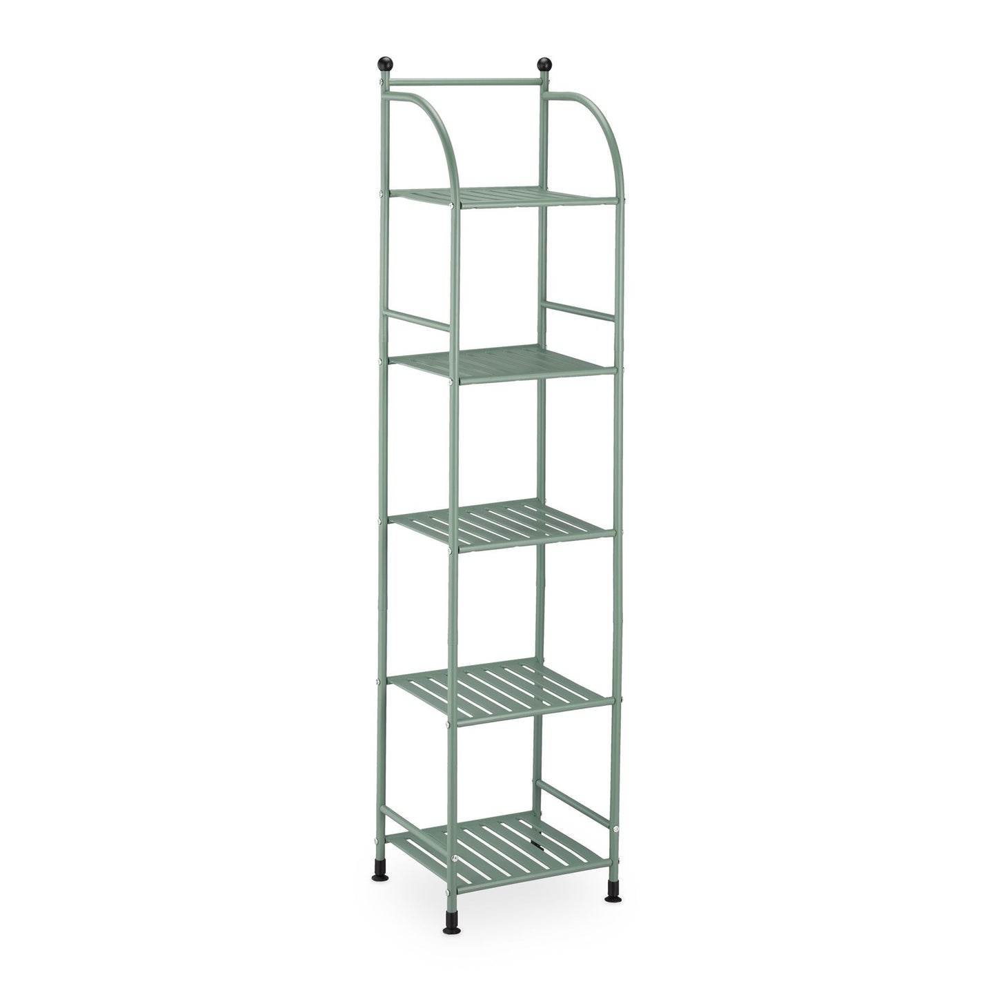 Narrow floor-standing shelf with 5 shelves