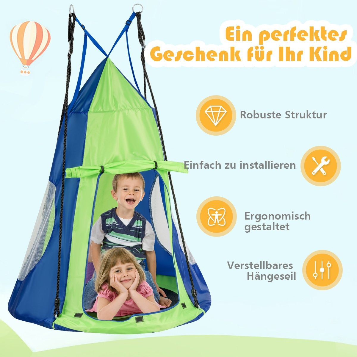 Nest swing children's swing set Max. load capacity 150 kg 100 cm diameter green