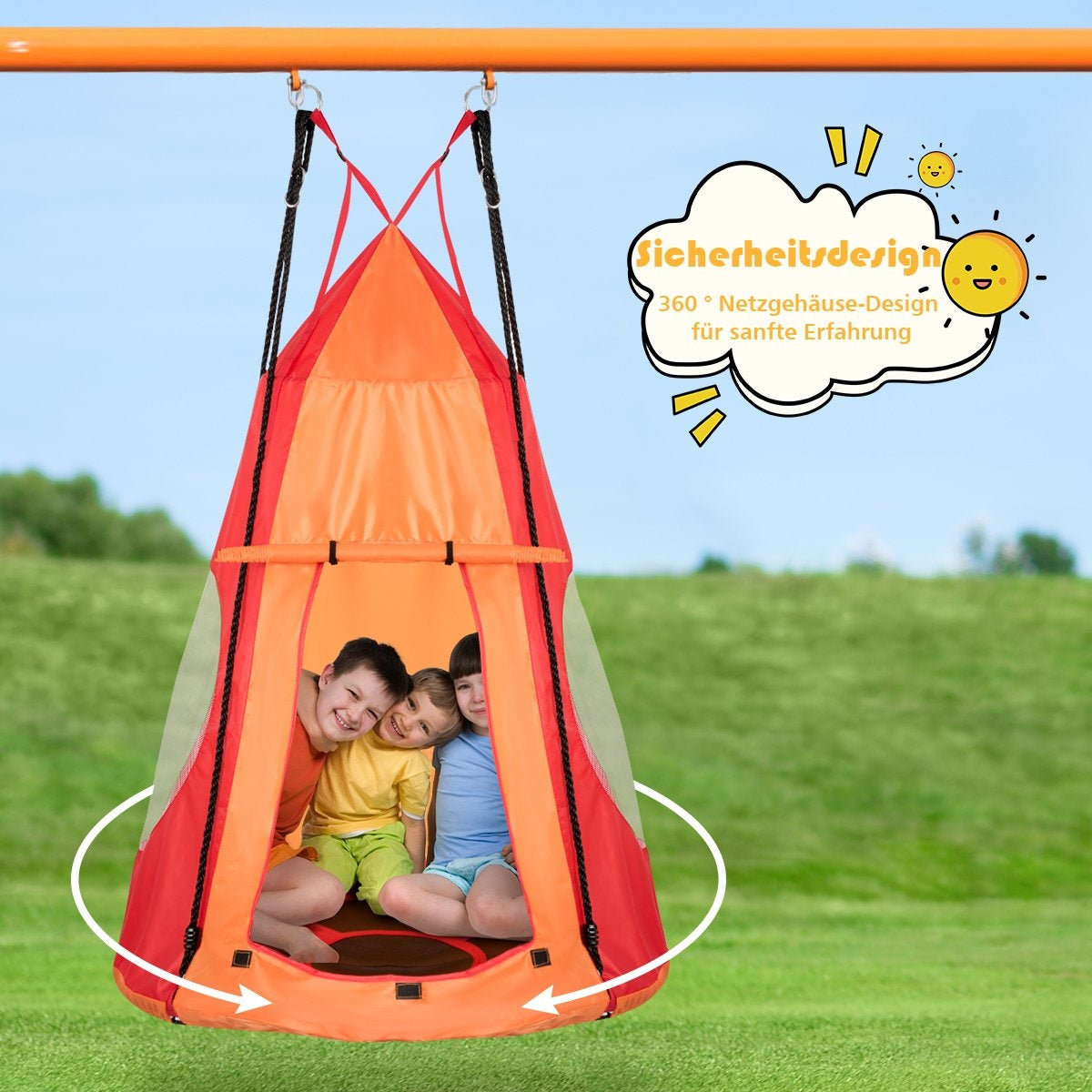 Nest swing children's swing set Max. load capacity 150 kg 100 cm diameter orange