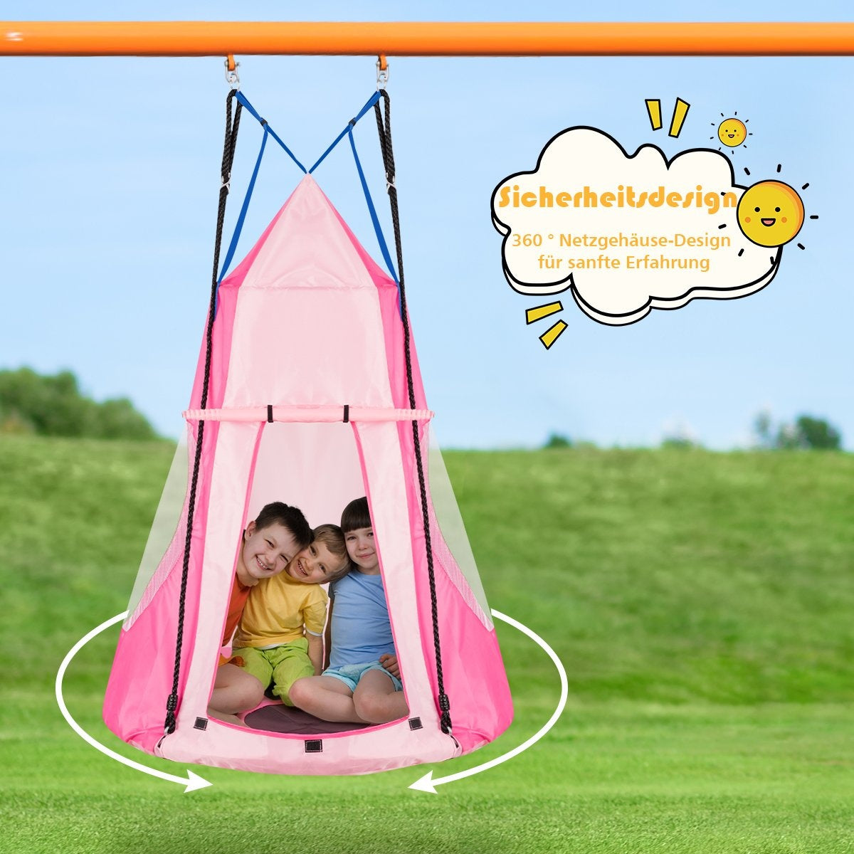 Nest swing children's swing set Max. load capacity 150 kg 100 cm diameter pink