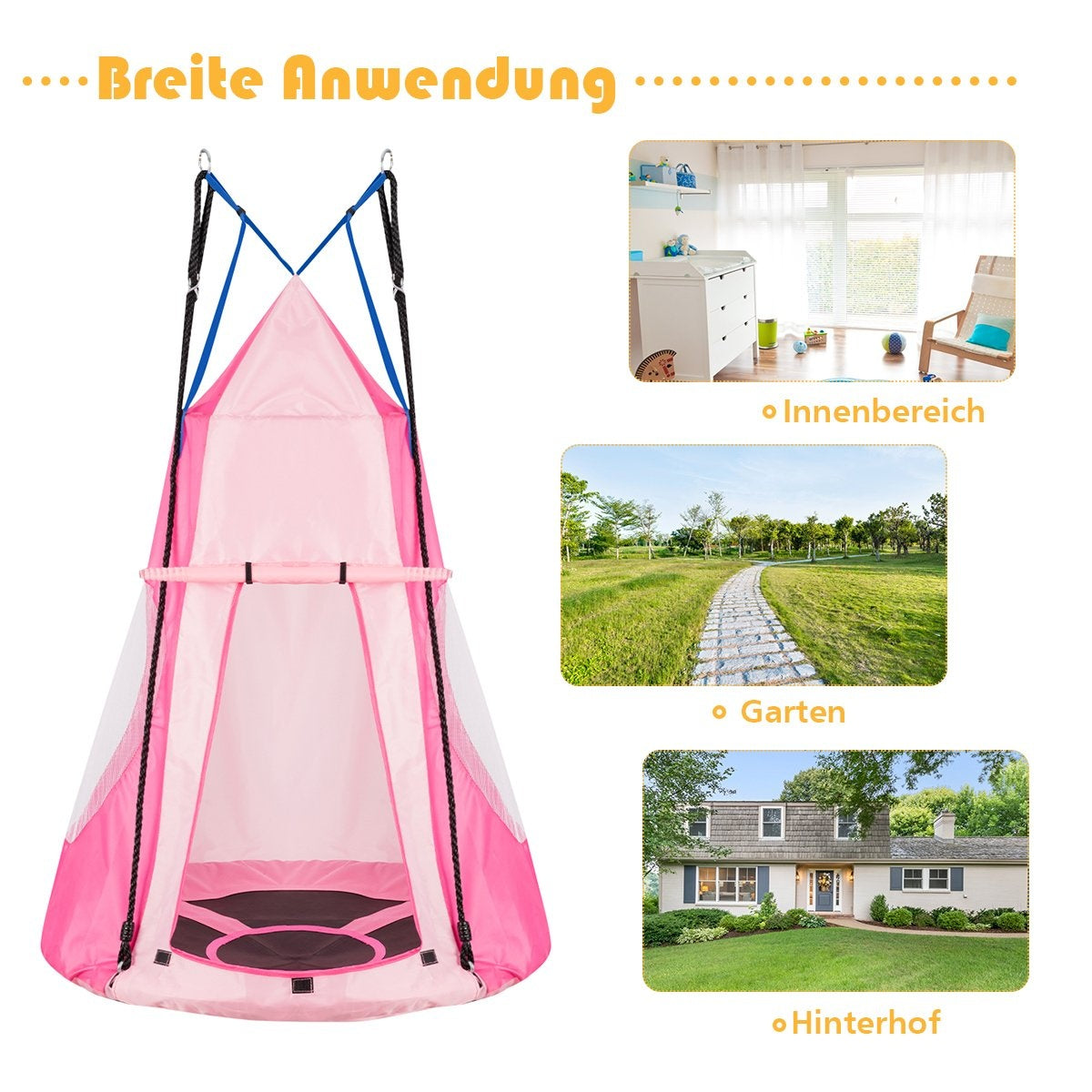 Nest swing children's swing set Max. load capacity 150 kg 100 cm diameter pink