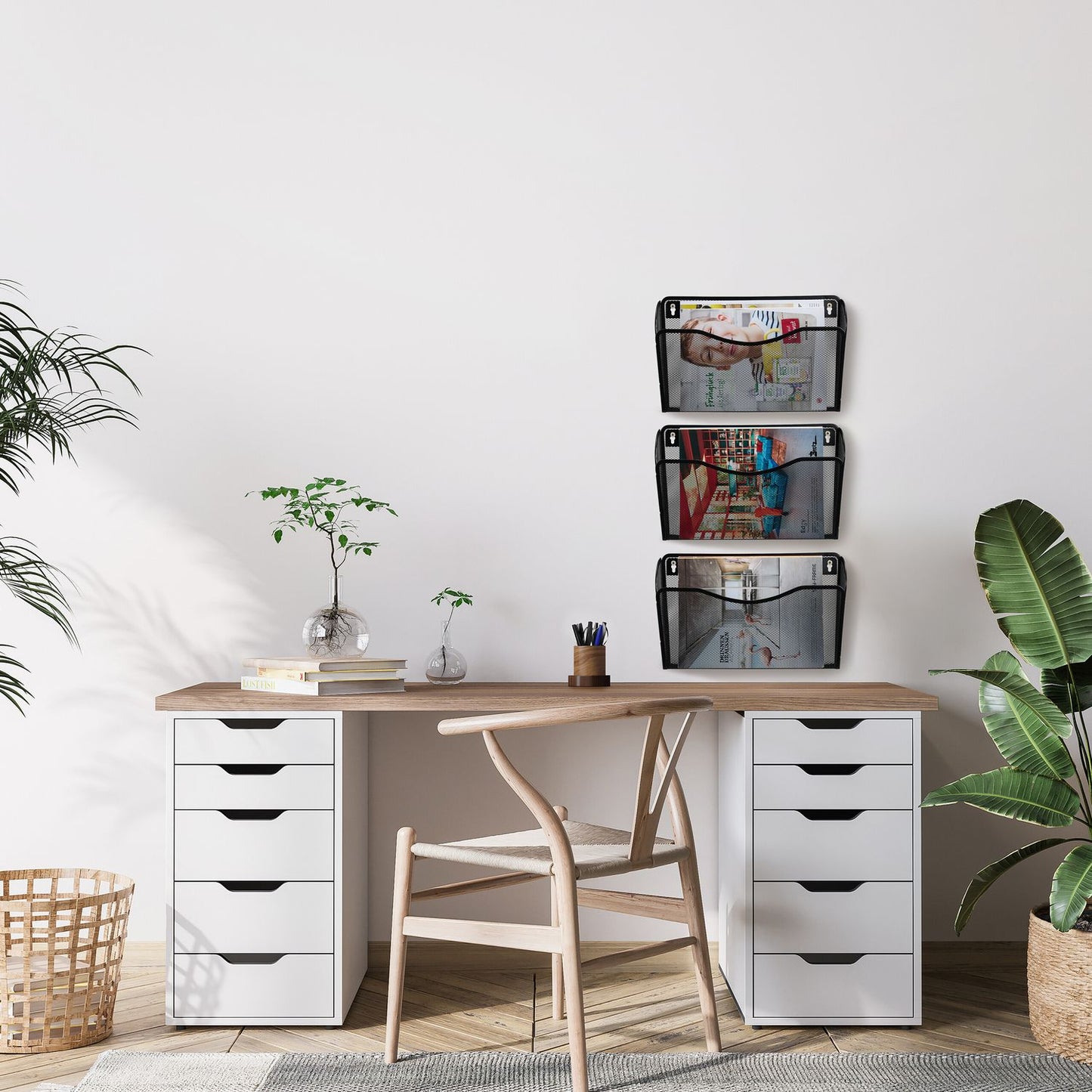 Newspaper holder wall set of 3