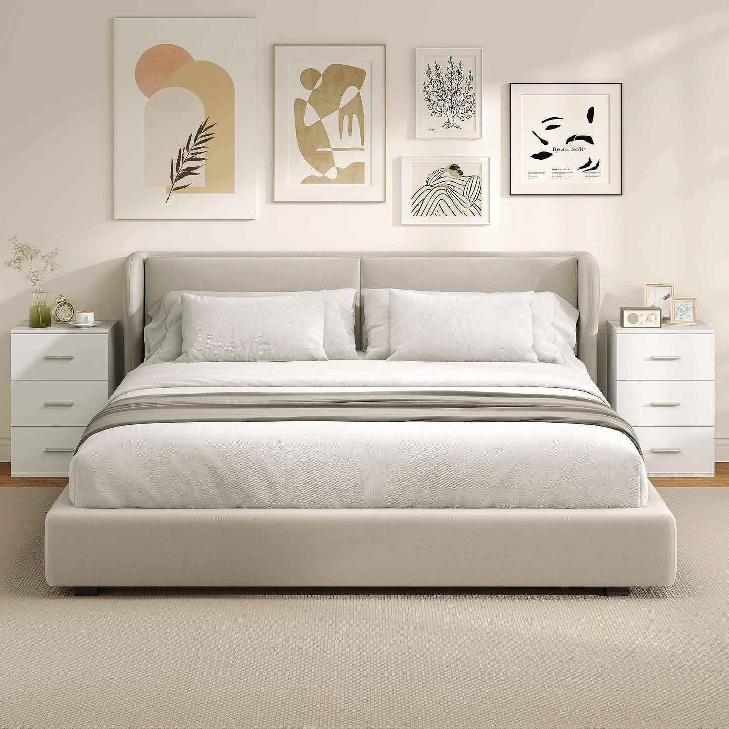 Nightstand with 3 Drawers, MDF, White, 40x35x60 cm