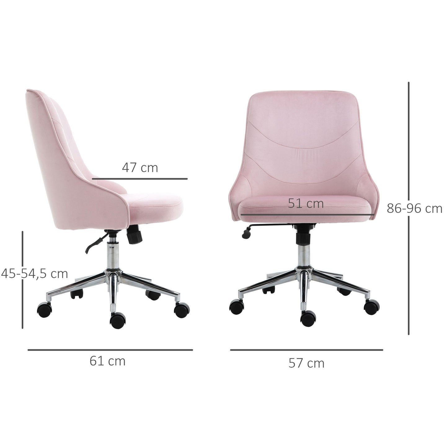 Velvet office chair with rocker function, pink, soho style