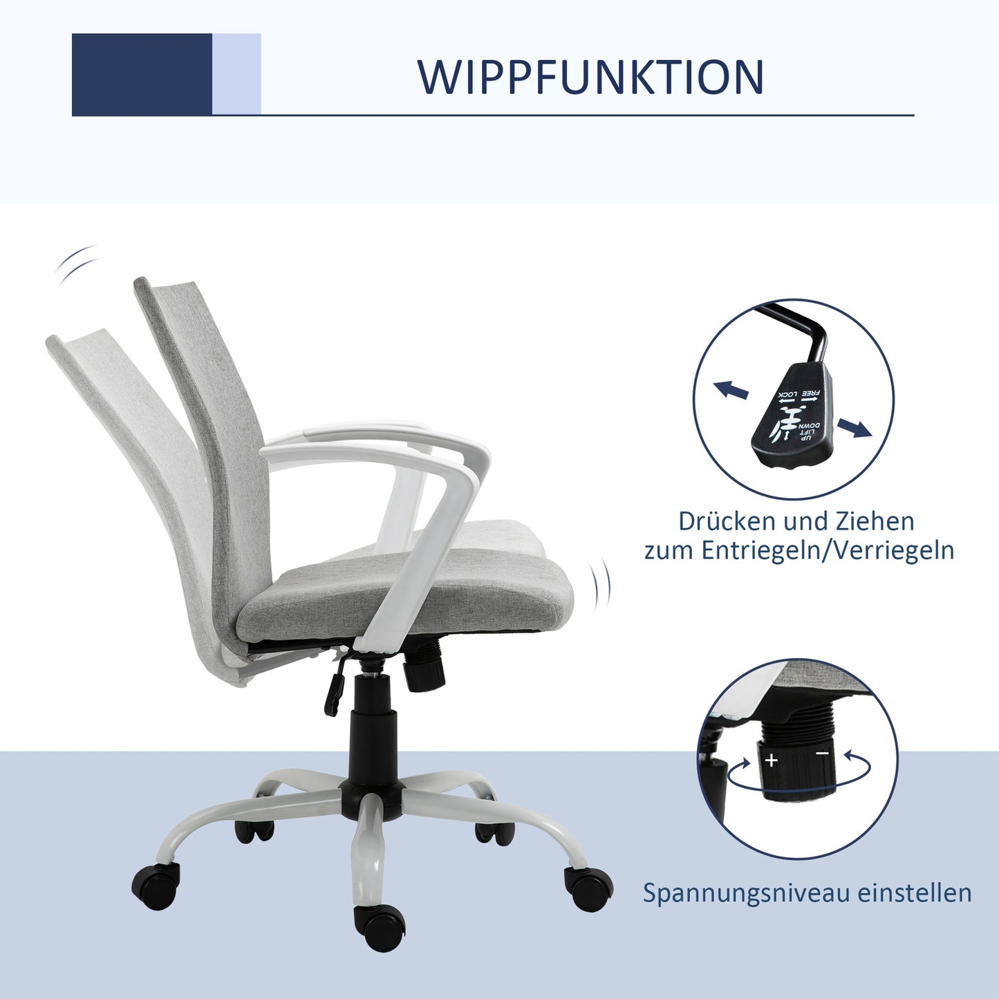 Ergonomic office chair with headrest, mesh back and swivel wheels