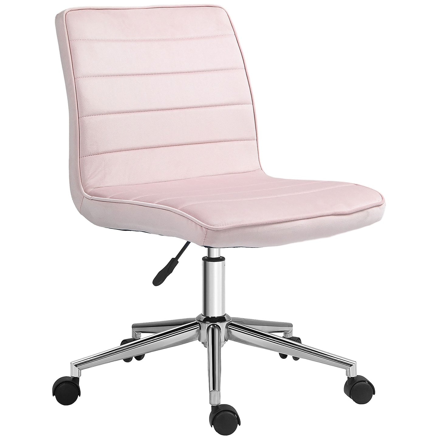Pink Velvet Swivel Office chair, no arms, adjustable height