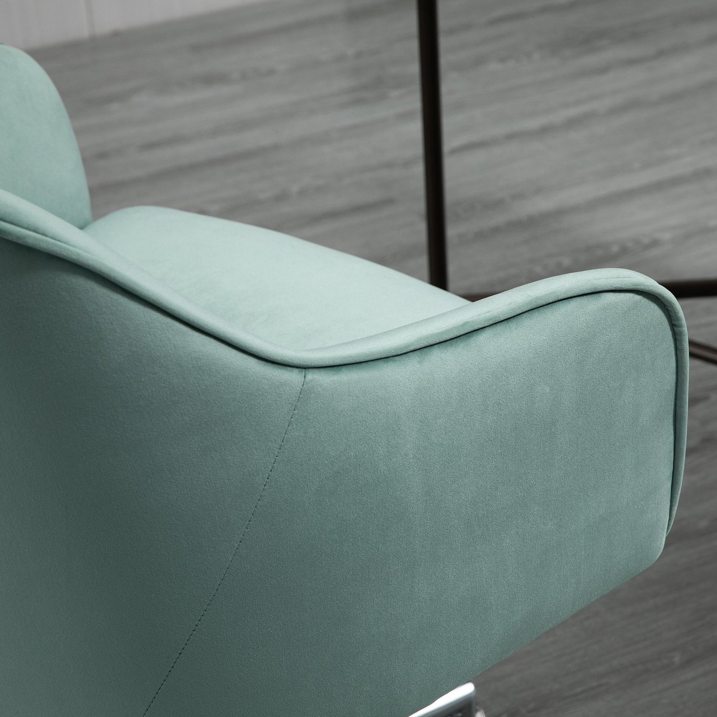 Ergonomic office chair, height adjustable velvet, green