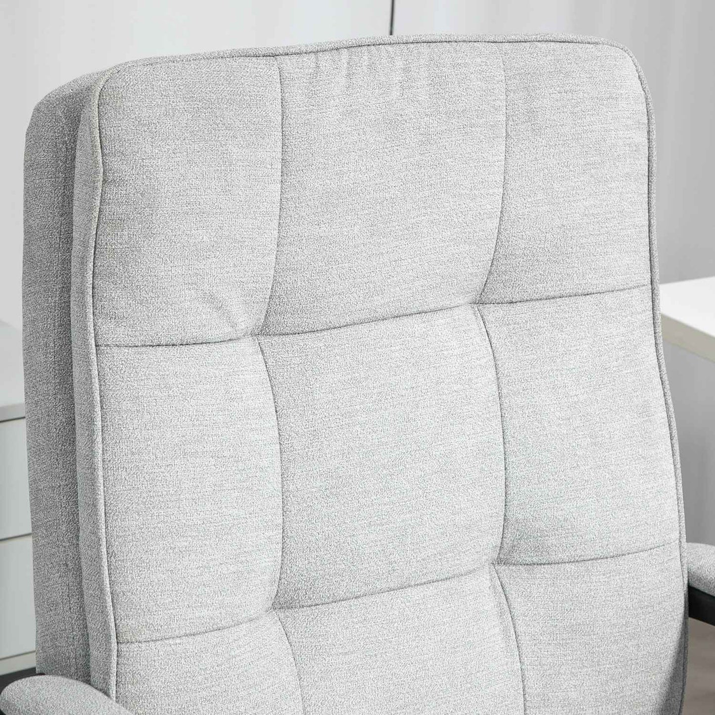 Ergonomic office chair, adjustable with armrests, gray linen