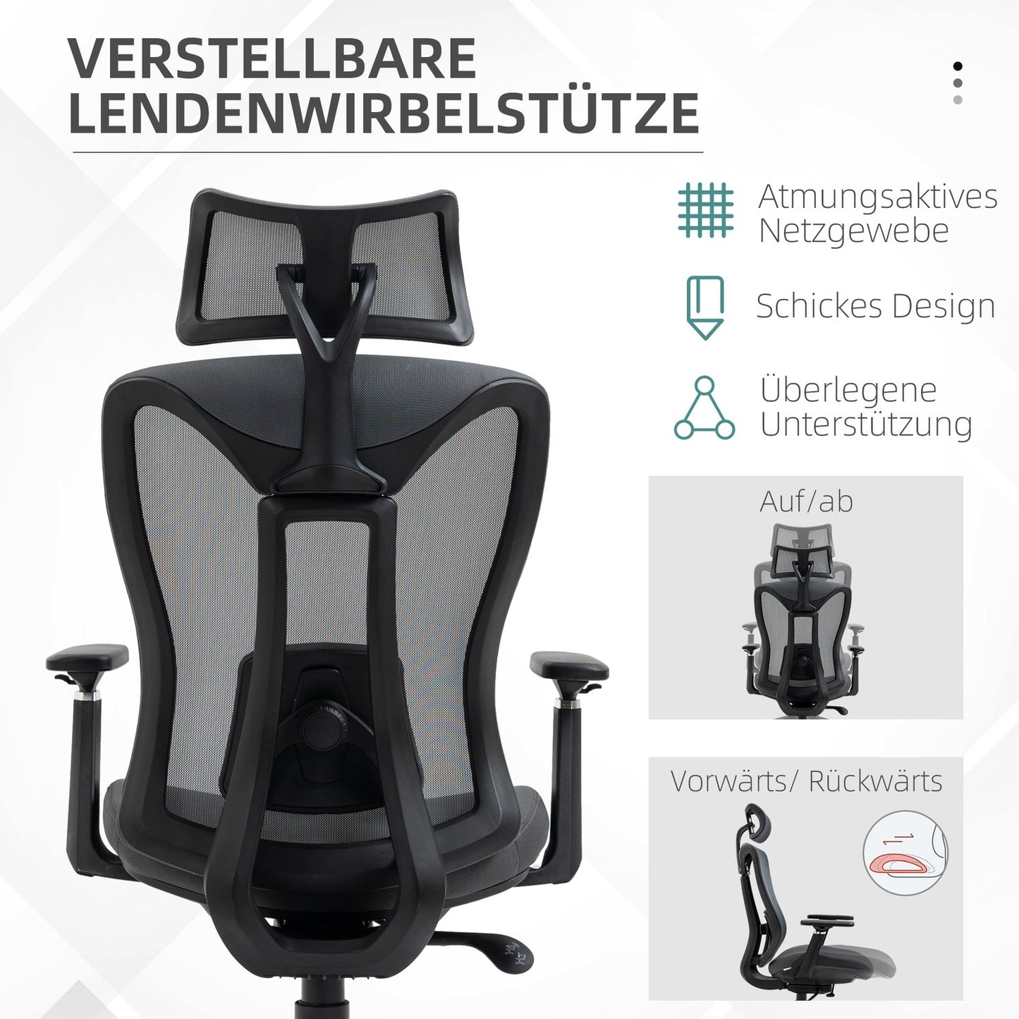 Ergonomic mesh office chair with recline - Grey